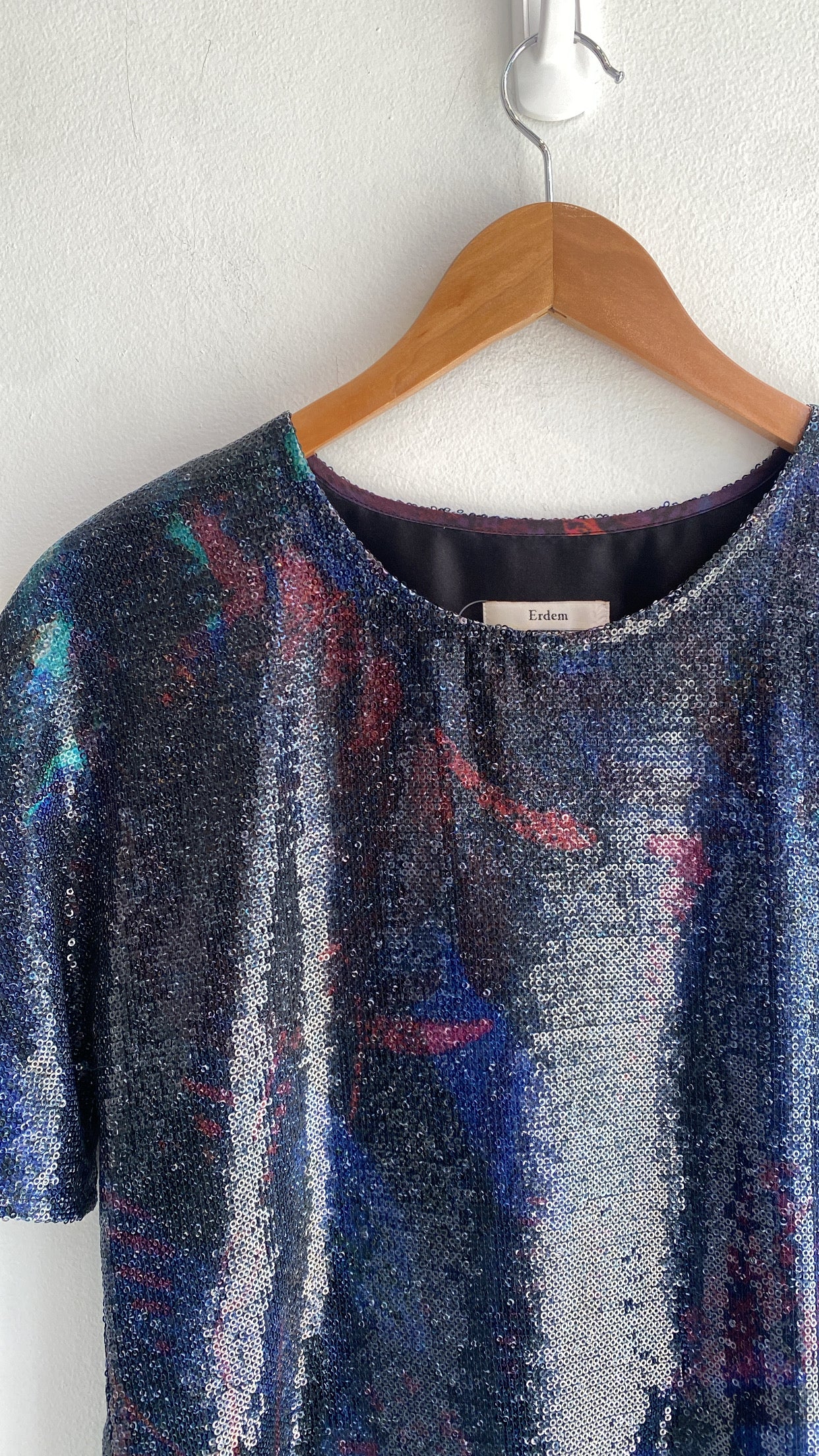 Erdem Blue Sequin T-Shirt for Women | US Size 2 | Party Wear, Evening Outfits & Special Occasion Fashion