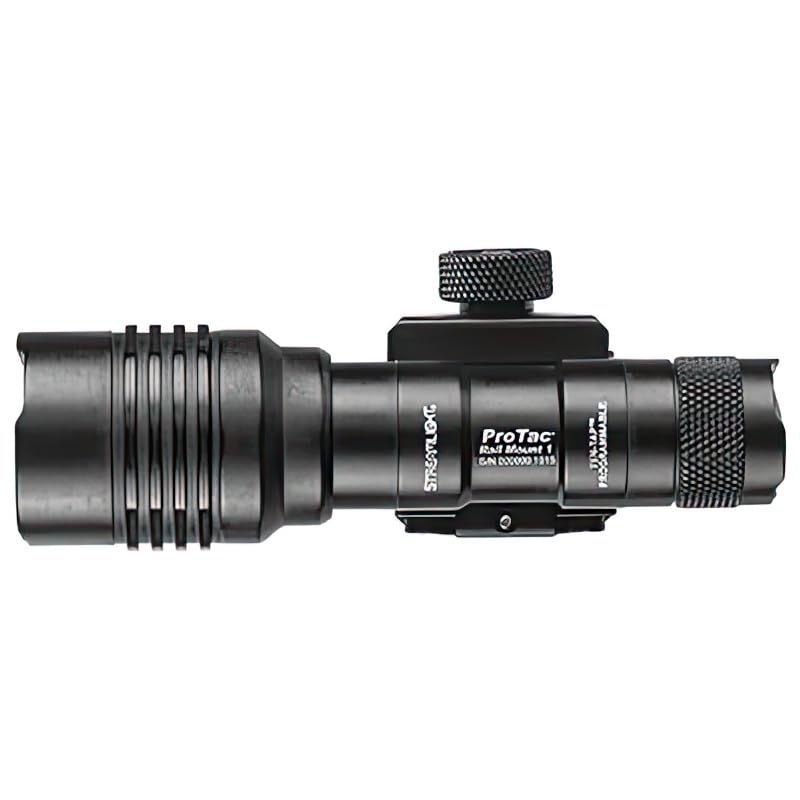 Streamlight 88058 ProTac Rail Mount 1 Tactical Flashlight - 350 Lumen Multi-Fuel Weapon Light with CR123A Batteries, Pressure Switch & Tail Cap (Black) | Perfect for Hunting, Home Defense & Tactical Operations
