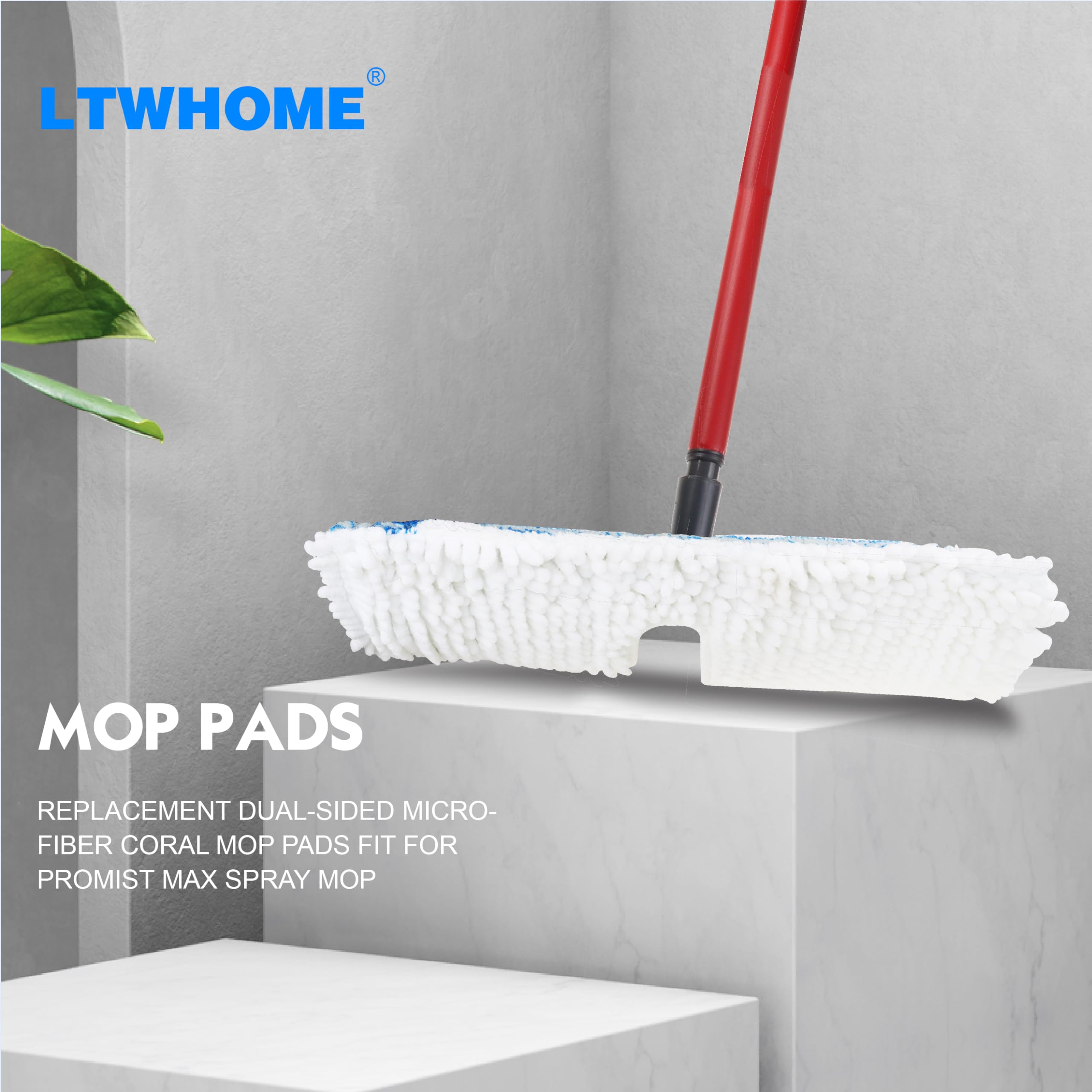 LTWHOME Replacement Microfiber Mop Pads for ProMist MAX Spray Mop - 6 Pack Dual-Sided Cleaning Pads for Floors, Tile & Hardwood - Ultra Absorbent Washable Reusable Pads for Deep Cleaning & Quick Touch Ups