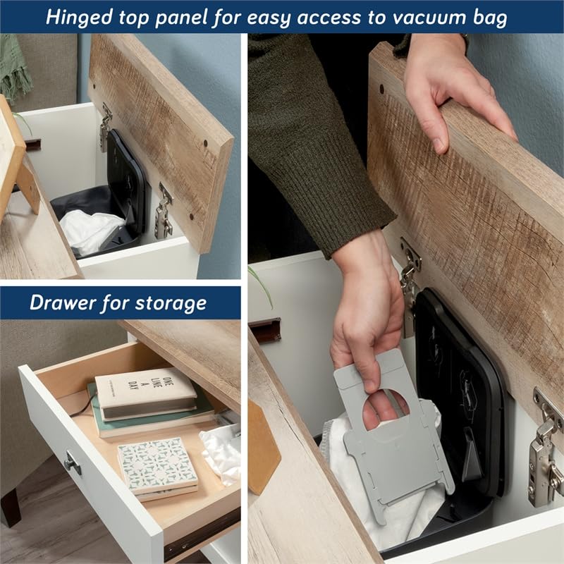Sauder HomePlus Robot Vacuum Storage Side Table - Soft White End Table with Cabinet for Living Room & Bedroom - Perfect for Organizing Cleaning Supplies & Home Decor