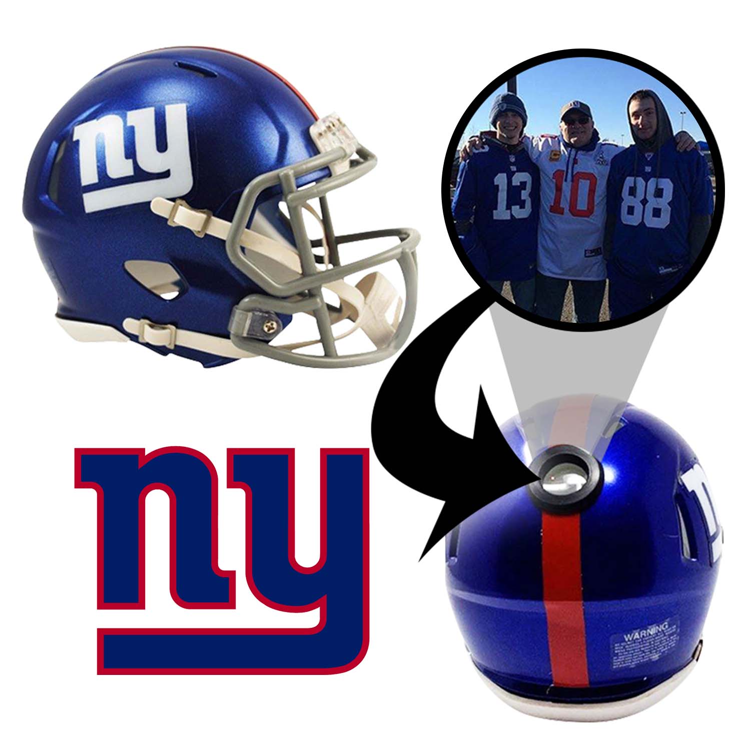 New York Giants NFL Mini Helmet with Display Stand - Collectible Football Memorabilia for Fans, Home & Office Decor, Sports Gift for Men