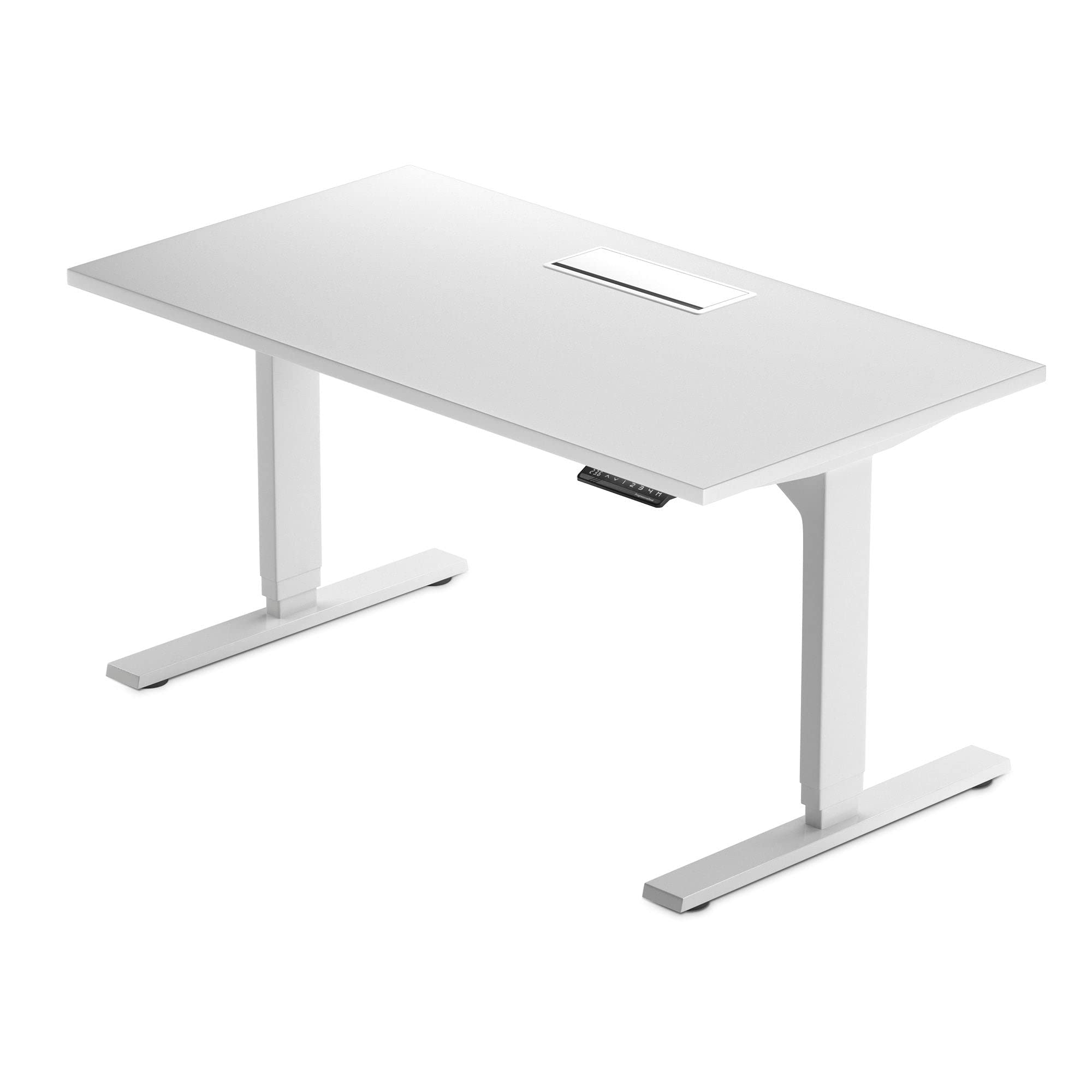 Progressive Desk 60x30 Standing Desk - Dual Motor Electric Height Adjustable Workstation (60 inch) with 3-Stage Lift for Home Office - Warm White/White Frame - Perfect for Ergonomic Workspace & Productivity Boost