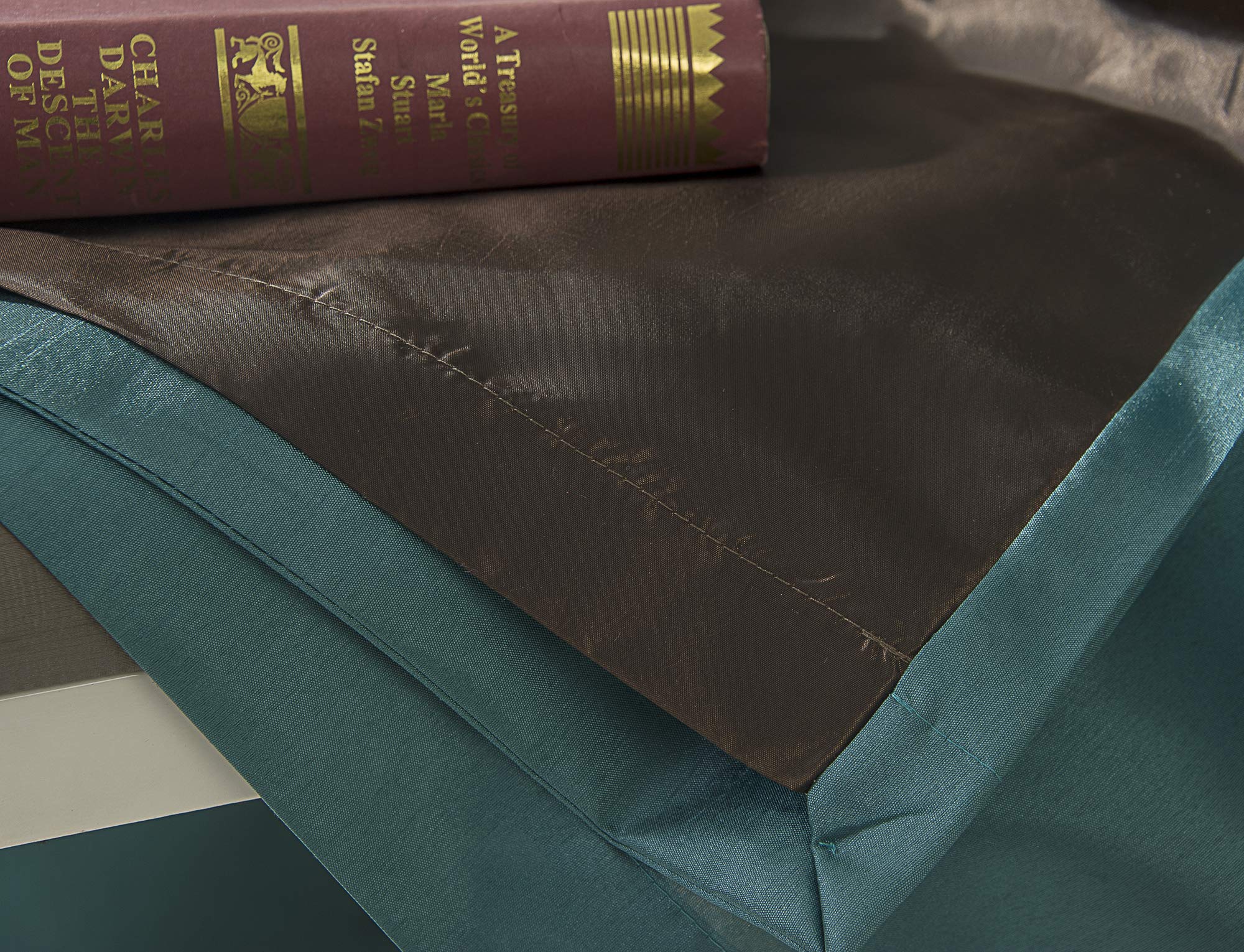 Blackout Grommet Curtains with Thermal Liner - Turquoise Blue Faux Silk Window Drapes for Living Room & Bedroom - 52x108 Inches, 2 Panels - Noise Reducing & Energy Efficient for Better Sleep & Privacy