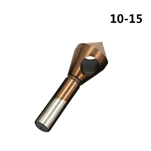 HSS CO M35 Countersink Deburring Drill Bit - High Speed Steel Metal Taper Chamfering Tool for Stainless Steel, Hole Saw Cutter - Round Shank Handle (10mm, 15mm, Brown) - Perfect for Metalworking, Woodworking, and DIY Projects