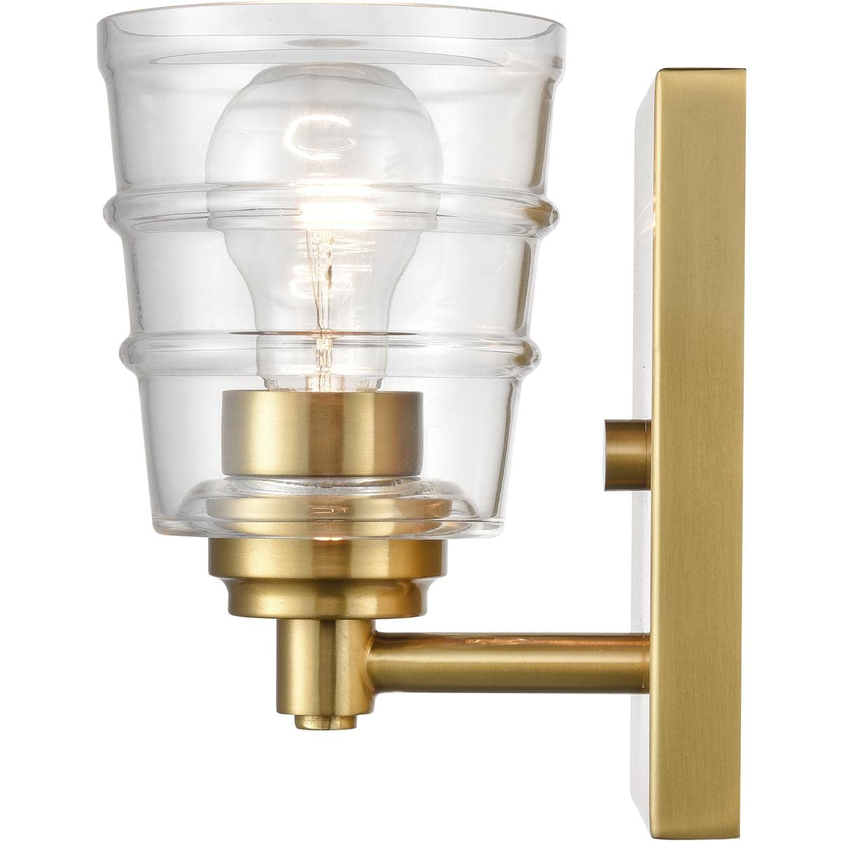 Elk Home Pulsate Vanity Light - 1-Light Satin Brass Finish with Clear Glass, Transitional Style Bathroom Lighting for Modern & Traditional Decor