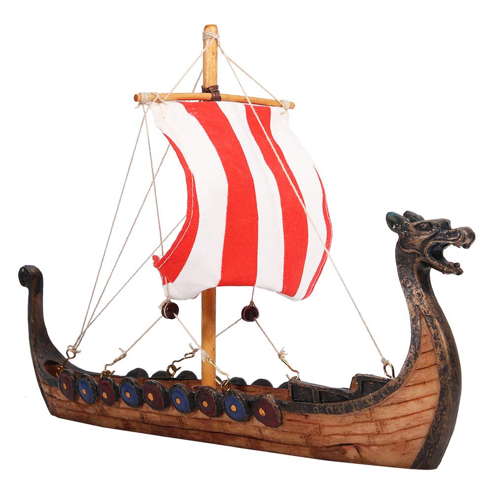 Handcrafted Resin Viking Pirate Ship Model - Traditional Chinese Dragon Head Sailboat Art for Office & Home Decor | Unique Collectible Nautical Gift for Men & Display Piece