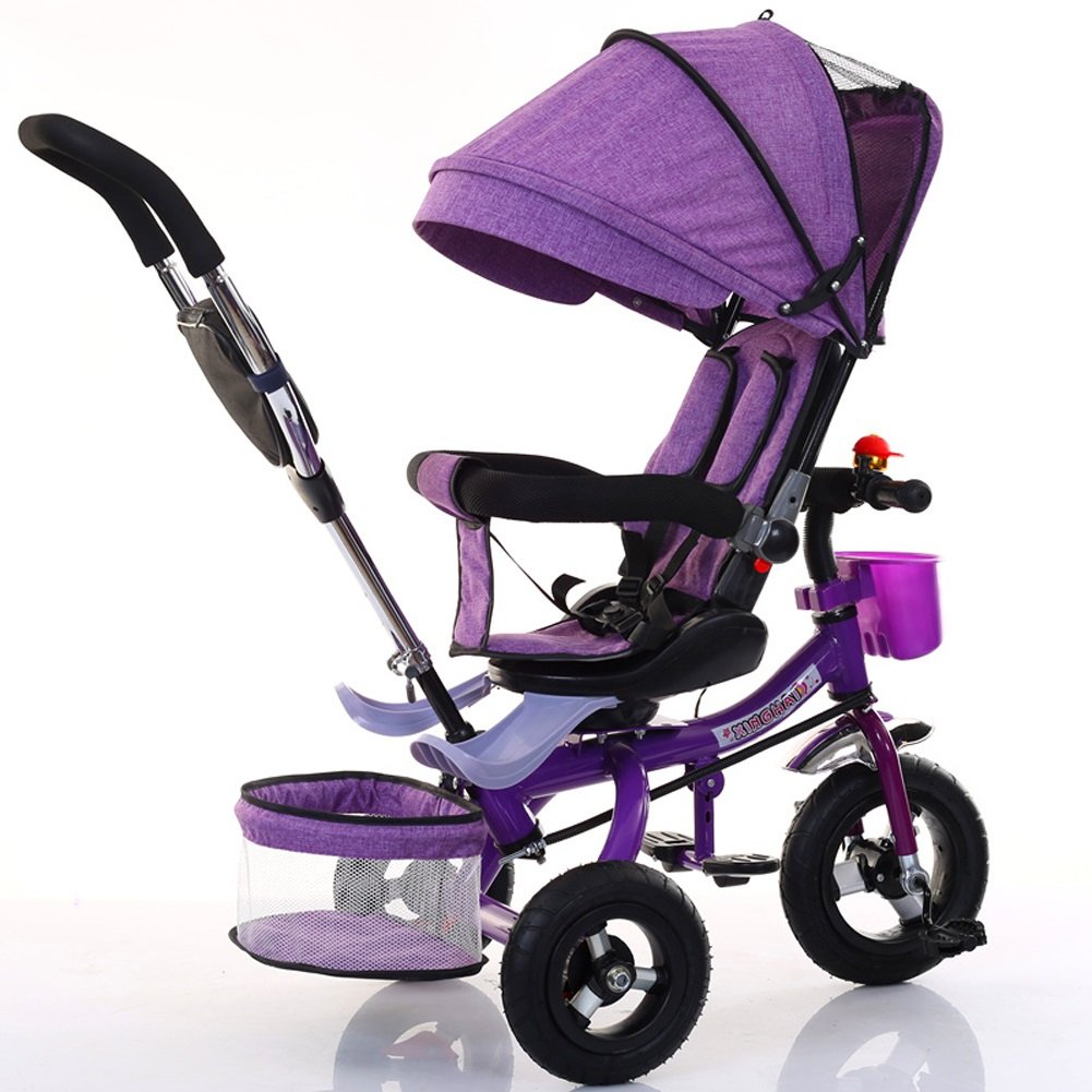 PeaceipUS Foldable Kids Tricycle for 1-6 Year Olds - Lightweight Titanium Frame, Adjustable Baby Foot Stroller with Empty Wheels (Purple) | Perfect for Outdoor Play, Park Rides & Learning to Cycle