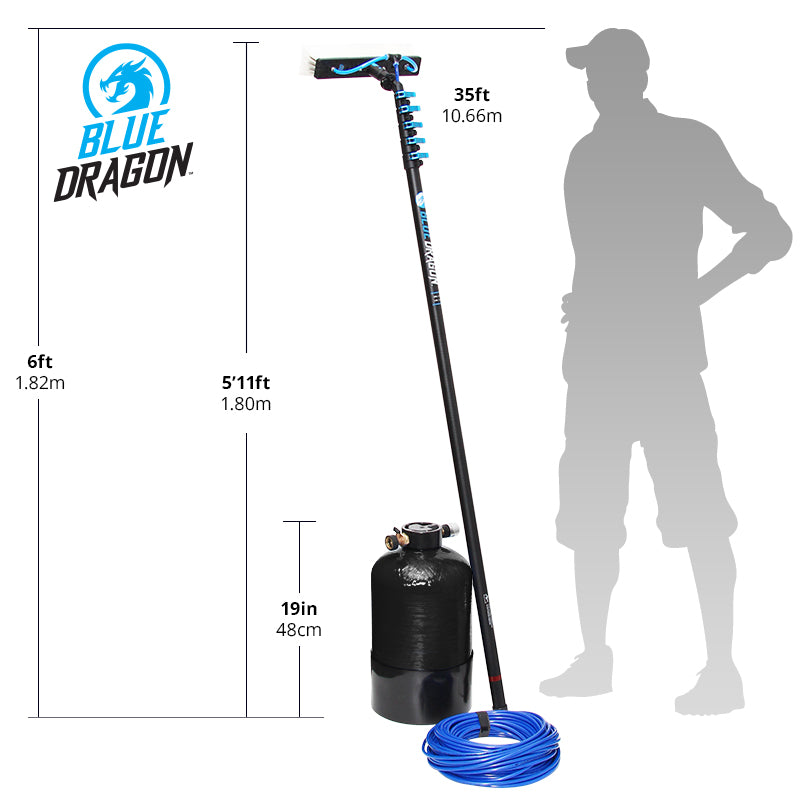 Blue Dragon Water Fed & DI Tank Starter Kit - Black | Professional Window Cleaning System for Home & Commercial Use