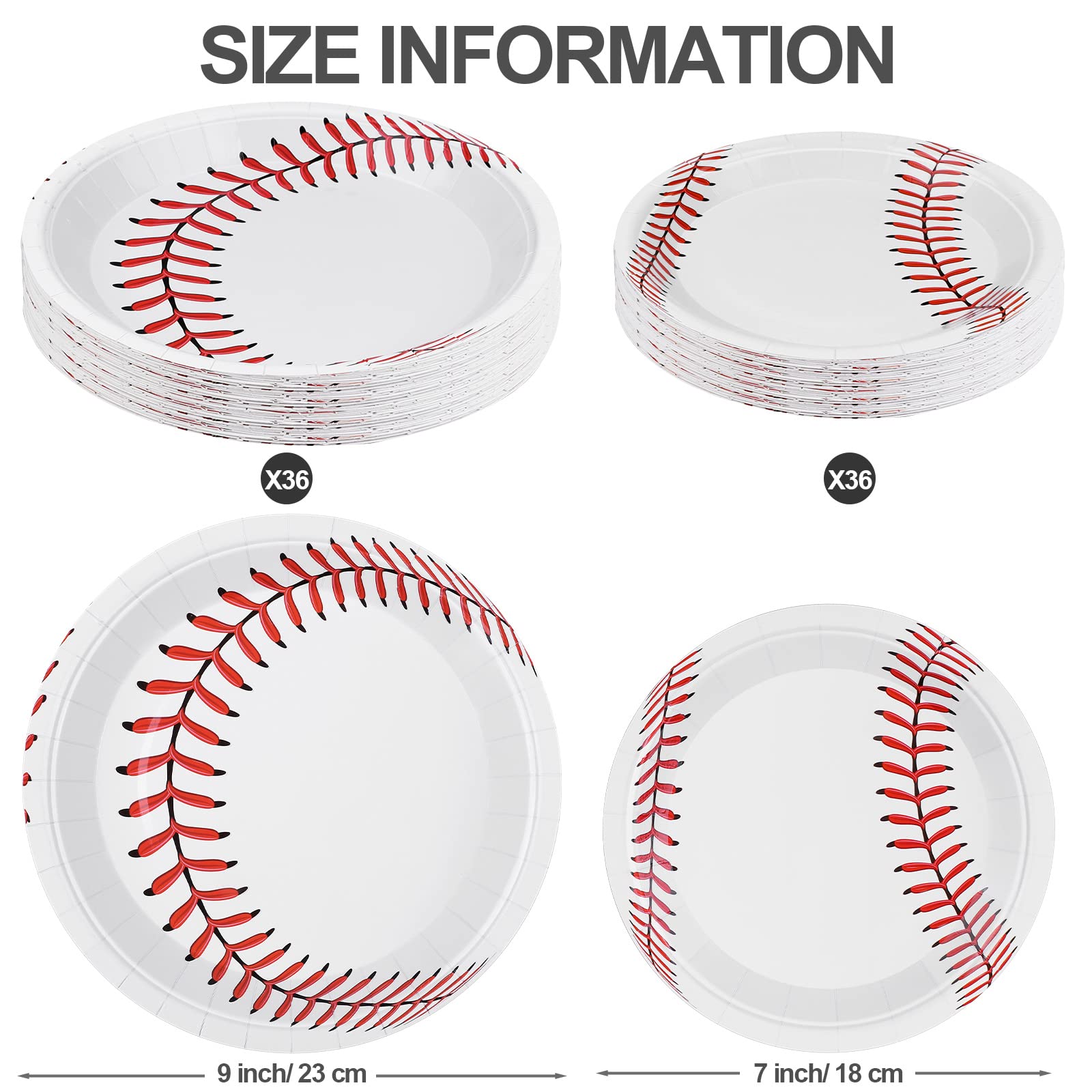 ADXCO 72 Pack Baseball Plates - 9 Inch & 7 Inch Home Plate & Round Baseball Paper Plates for Sports Theme Birthday Party, Game Day Decorations & Baseball Party Supplies - Perfect for Sports Themed Events, BBQs & Tailgating