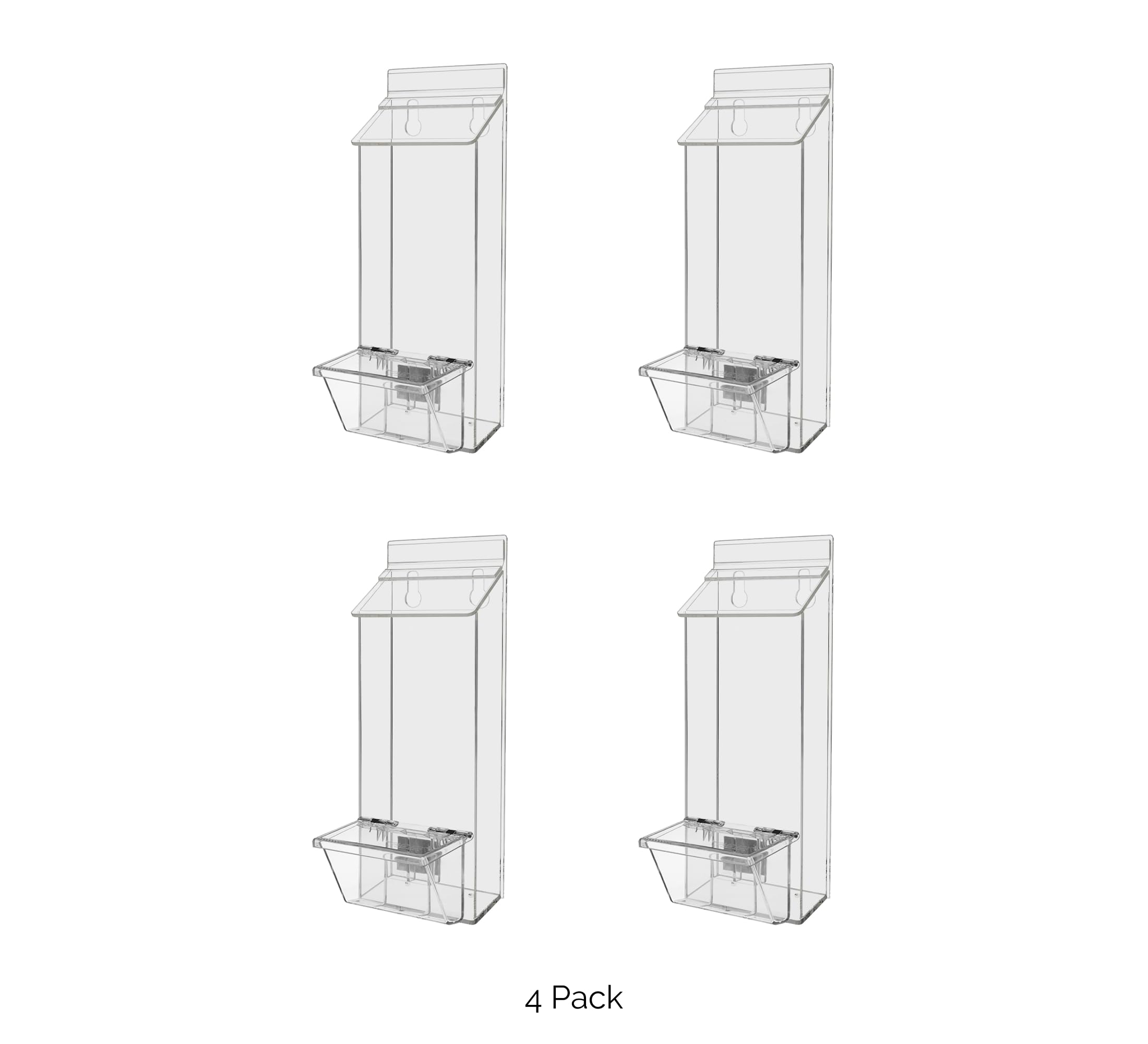 4-Pack Clear Acrylic Brochure Holders with Lid - Wall Mounted Display Rack for 4
