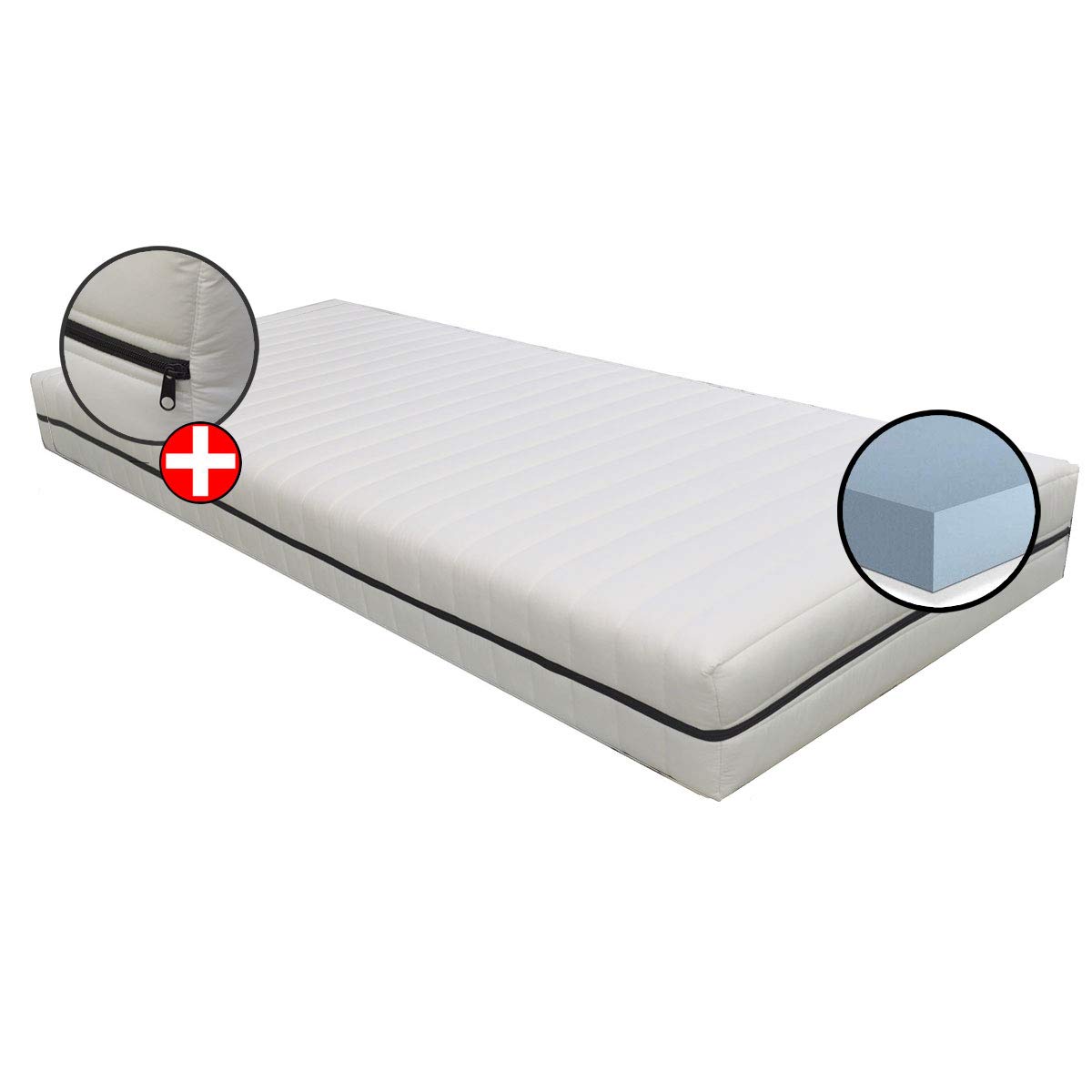 ITALYMATERASSI RITMO - 20cm Orthopedic Mattress with Carbon Graphite Semi-Rigid Core, Hypoallergenic & Removable Cover, Durable Fabric for Bed - Perfect for Back Pain Relief & Allergy Sufferers, Ideal for Master Bedrooms & Guest Rooms