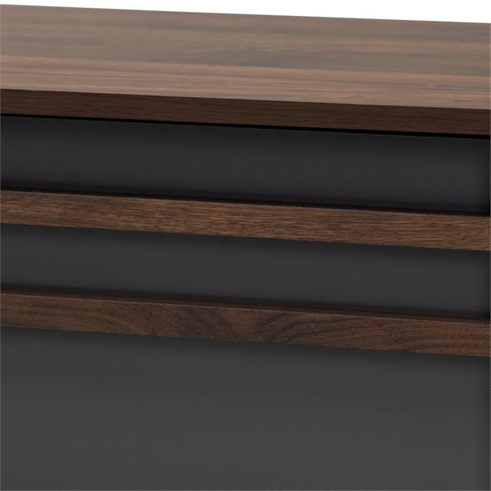 BOWERY HILL 60 Inch Wood TV Stand Entertainment Center Console - Modern Gray & Walnut Finish for Living Room, Bedroom, Home Theater Setup