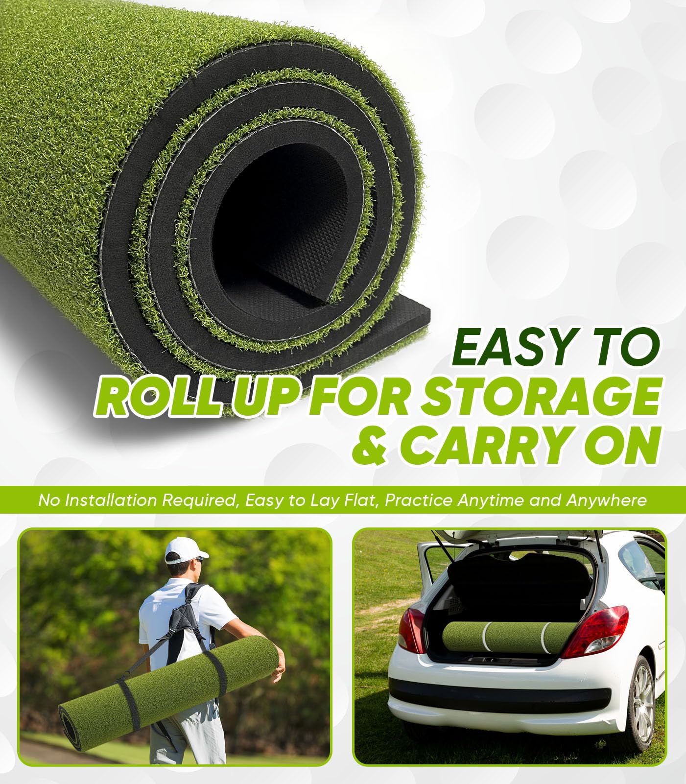 Premium Golf Practice Mat - Thickened Non-Slip Golf Hitting Mat for Indoor & Outdoor Training, Driving & Chipping - Artificial Turf Golf Mat with Durable Base - Perfect Gift for Men & Boys - Ideal for Home, Office, Backyard & Driving Range Practice