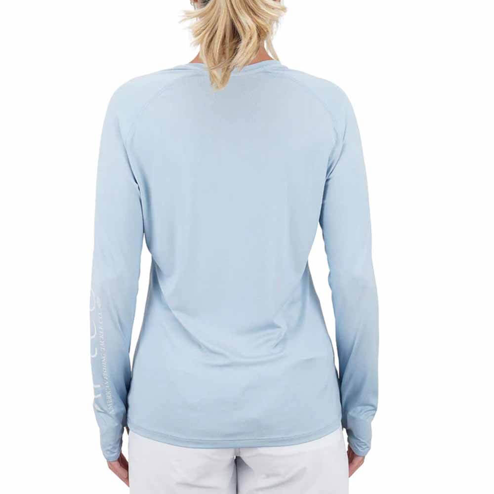 AFTCO Niagara Mist Heather Samurai Long Sleeve Women's Performance Shirt - Moisture Wicking Fishing & Outdoor Activewear for Hiking, Kayaking, and Water Sports