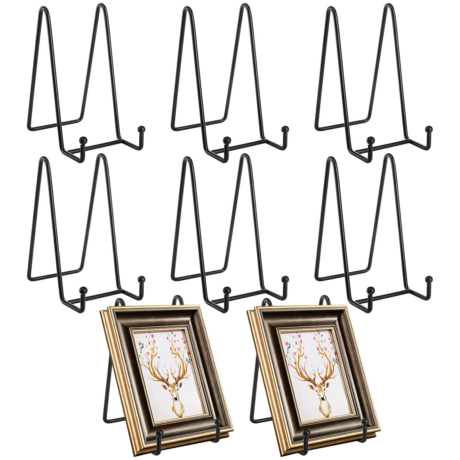 Hedume 8 Pack 6 Inch Black Metal Display Stands - Iron Easel Plate Holders for Photos, Pictures, Books & Decorative Plates - Perfect for Home Decor, Tabletop Displays & Art Exhibitions