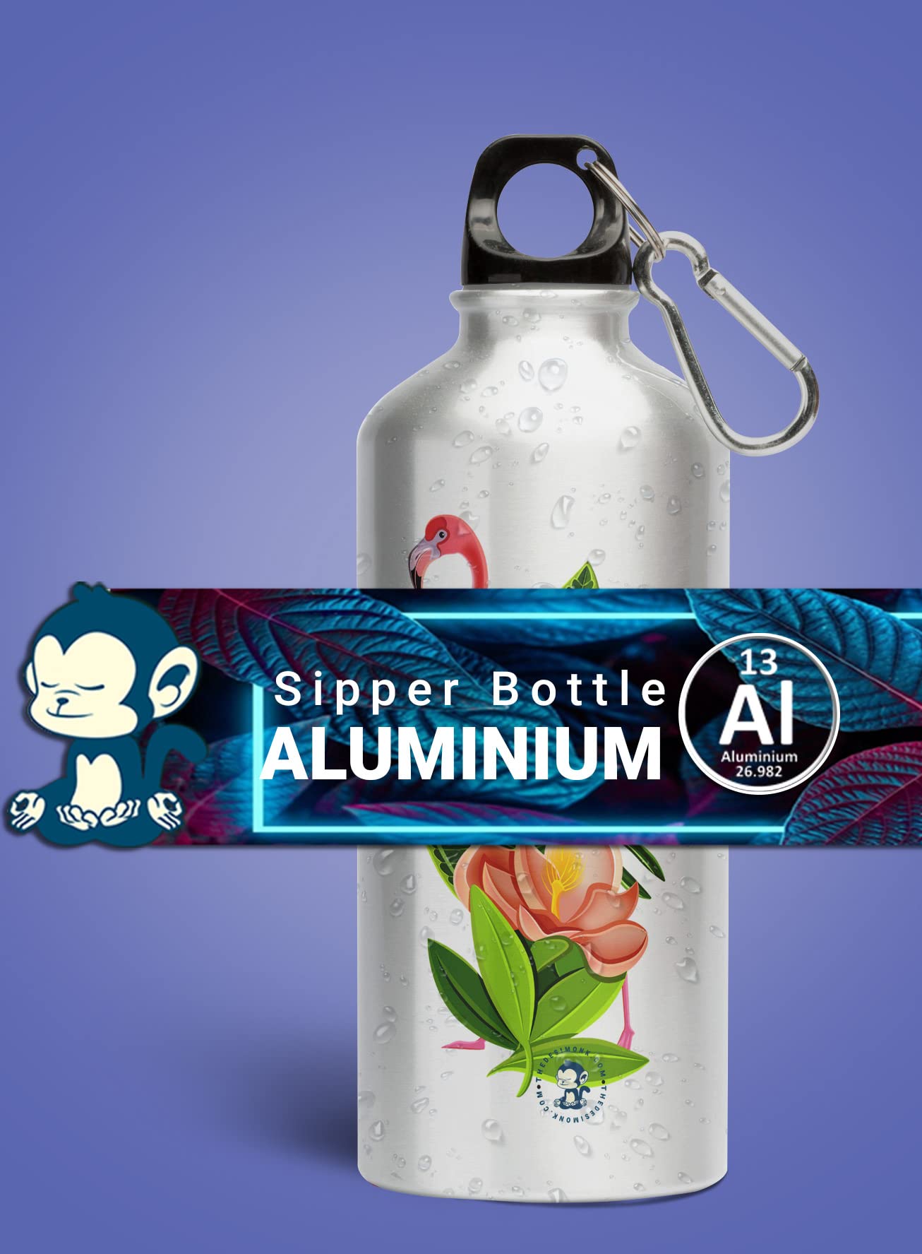 Premium Flamingo Printed Aluminum Water Bottle - 600ml Insulated Bird Design Bottle with Leak-Proof Lid | Ideal for Gym, Hiking, Travel & Outdoor Activities | BPA-Free & Eco-Friendly