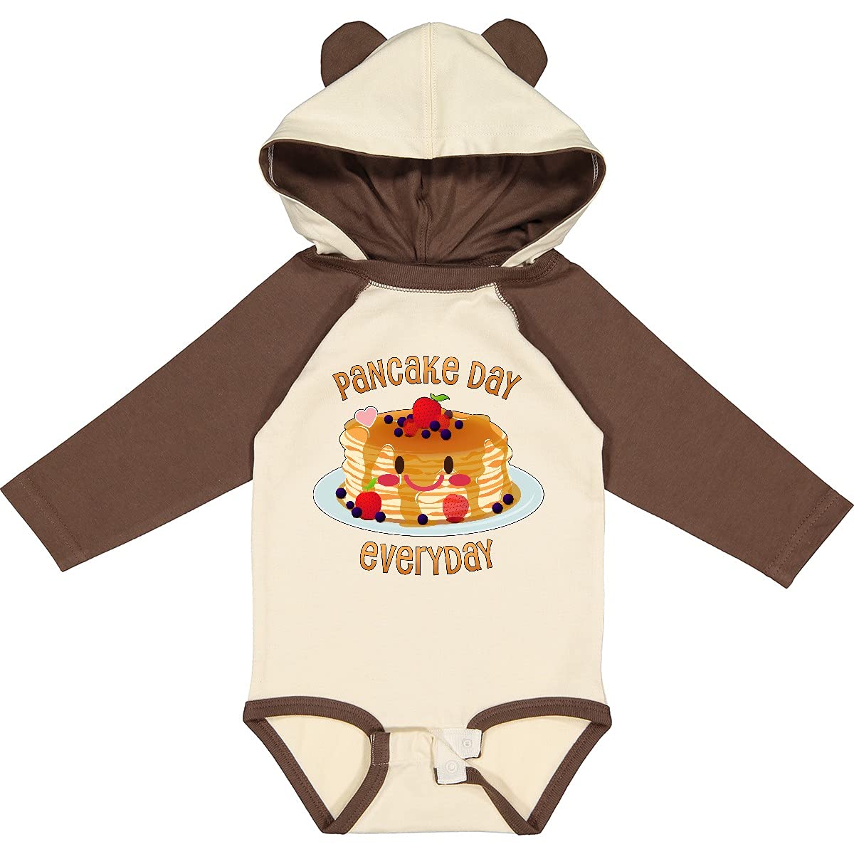 Inktastic Pancake Day Everyday - Smiling Stack of Pancakes Long Sleeve Baby Bodysuit | Cute & Comfortable Outfit for Infants | Perfect for Breakfast Themed Parties & Family Photos