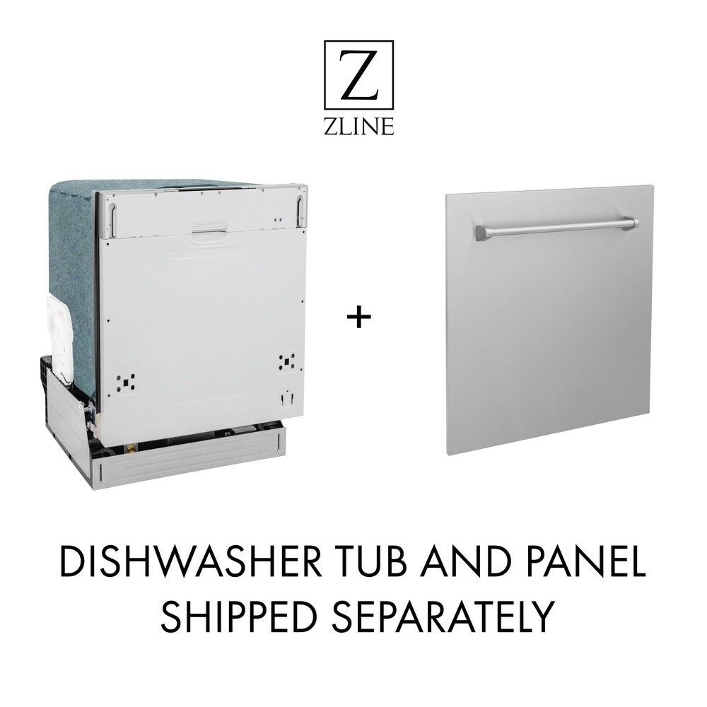 ZLINE 24 Inch Built-In Dishwasher with Stainless Steel Front Panel - Ultra Quiet 52dBa Operation - Modern Handle Design (Model DW 304 24) - Perfect for Small Kitchens, Apartments & Open-Concept Homes