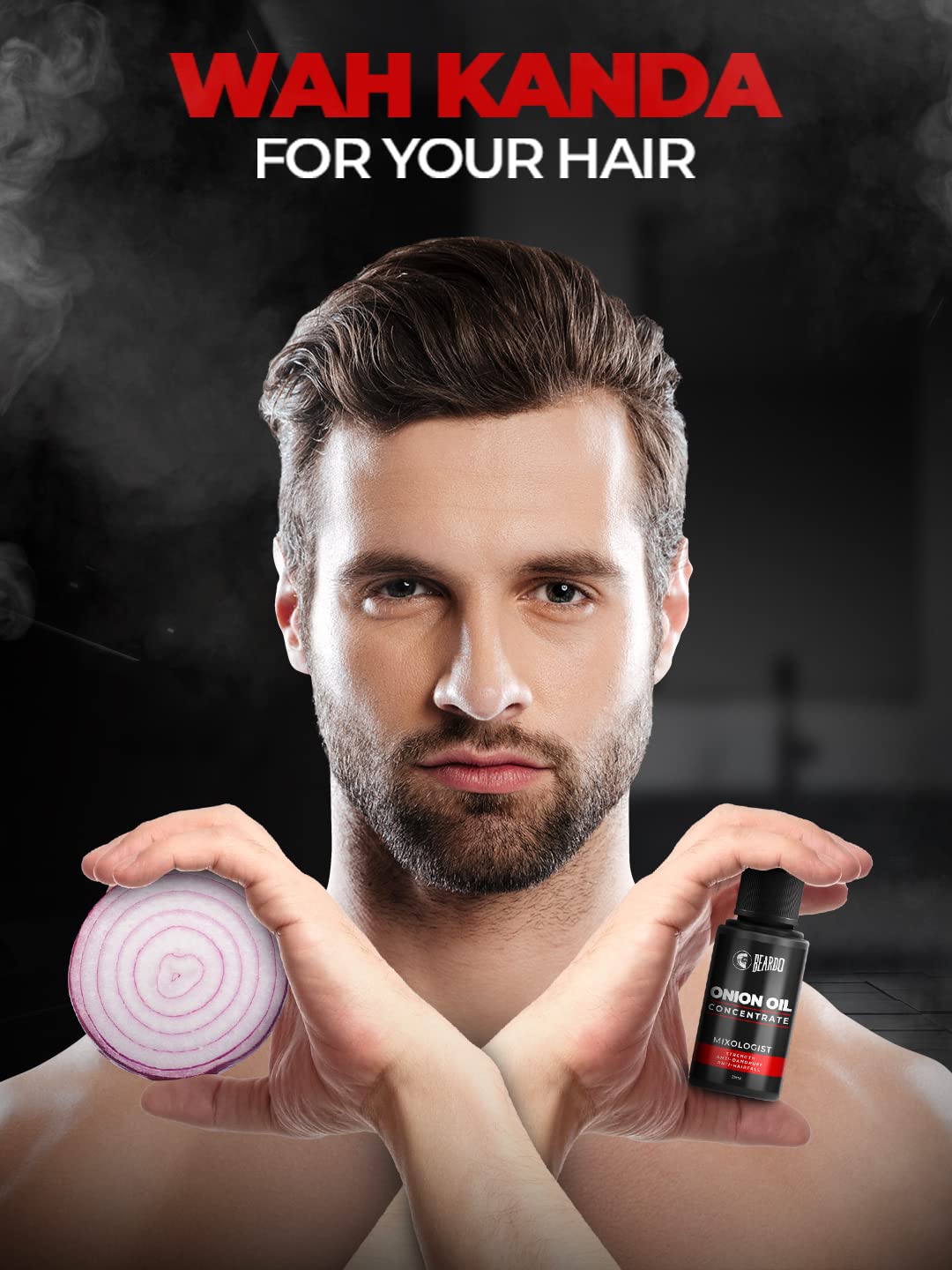 Beardo Onion Oil Concentrate for Hair Growth - 25ml | Red Onion & Sunflower Oil Blend | Natural, Non-Sticky Hair Treatment | Reduces Hair Fall & Strengthens Roots | Perfect for Daily Scalp Massage & Overnight Hair Care