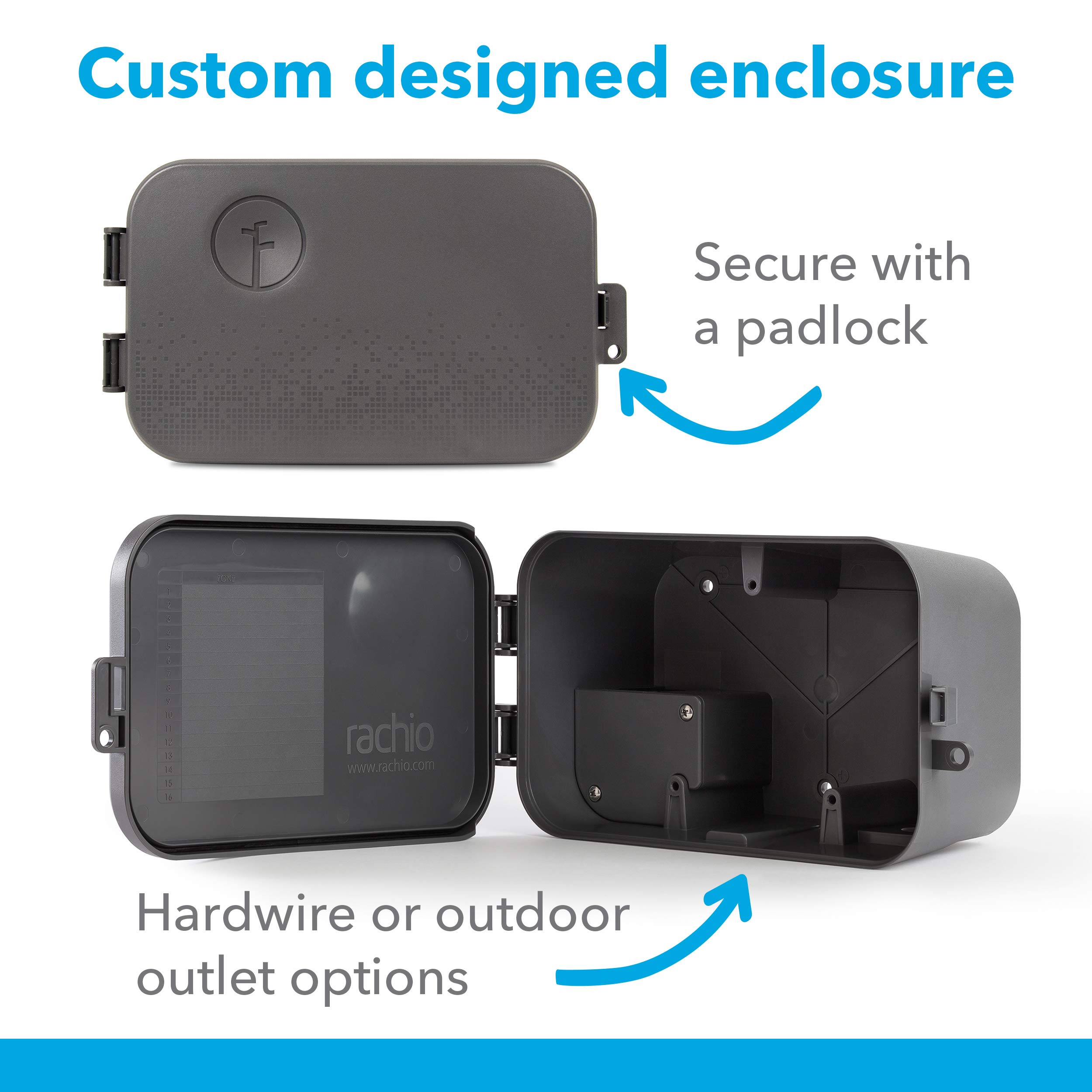 Rachio 3 Smart Sprinkler Controller Weatherproof Outdoor Enclosure - Compatible with Rachio 2nd & 3rd Gen - Automatic Watering System for Lawn & Garden Irrigation - Perfect for Smart Home & Landscape Maintenance