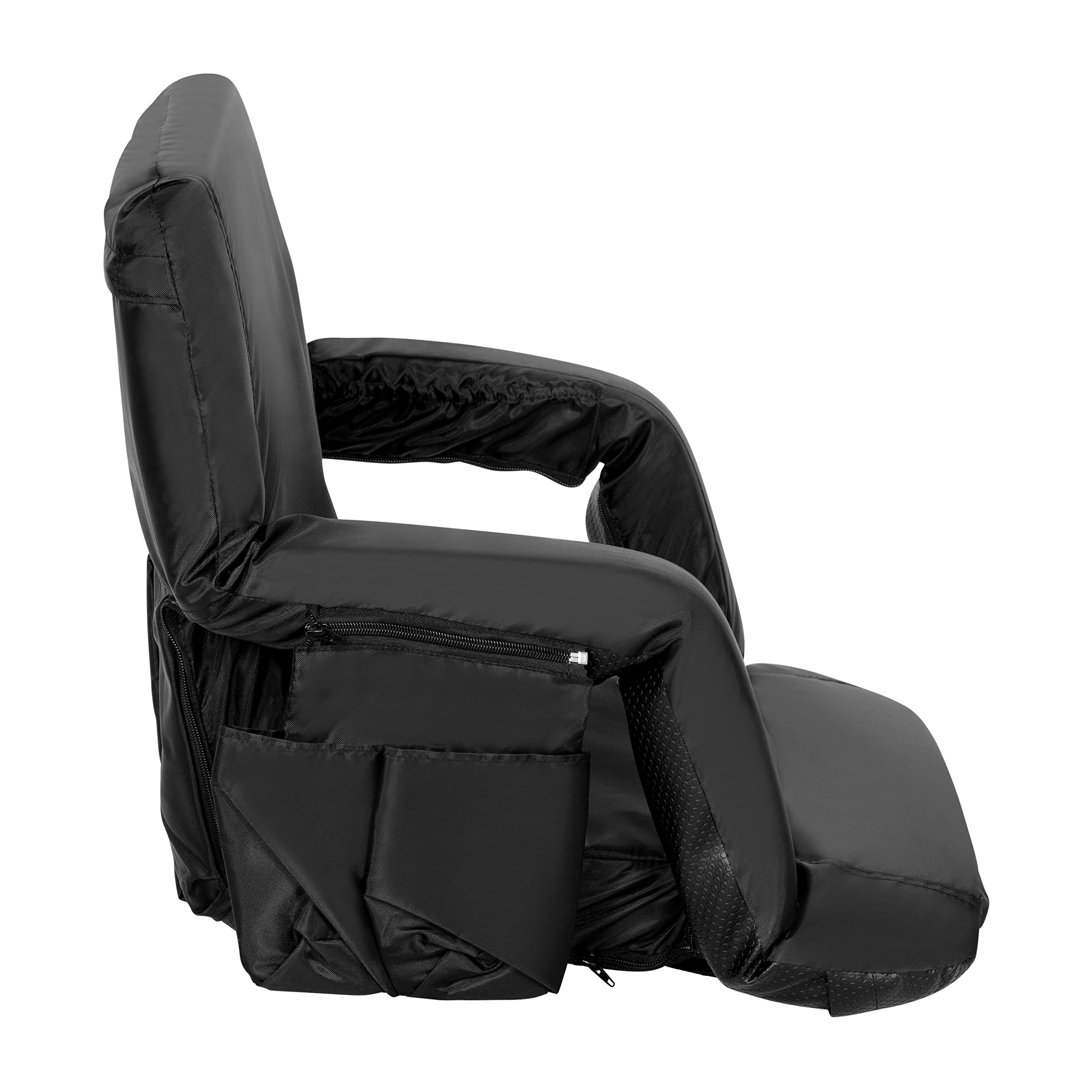 **Flash Furniture Malta Portable Stadium Seats – 2-Pack Padded Bleacher Chairs with Backpack Straps & Storage, 265 lb Capacity, Black – Perfect for Sports Games, Concerts, and Outdoor Events**