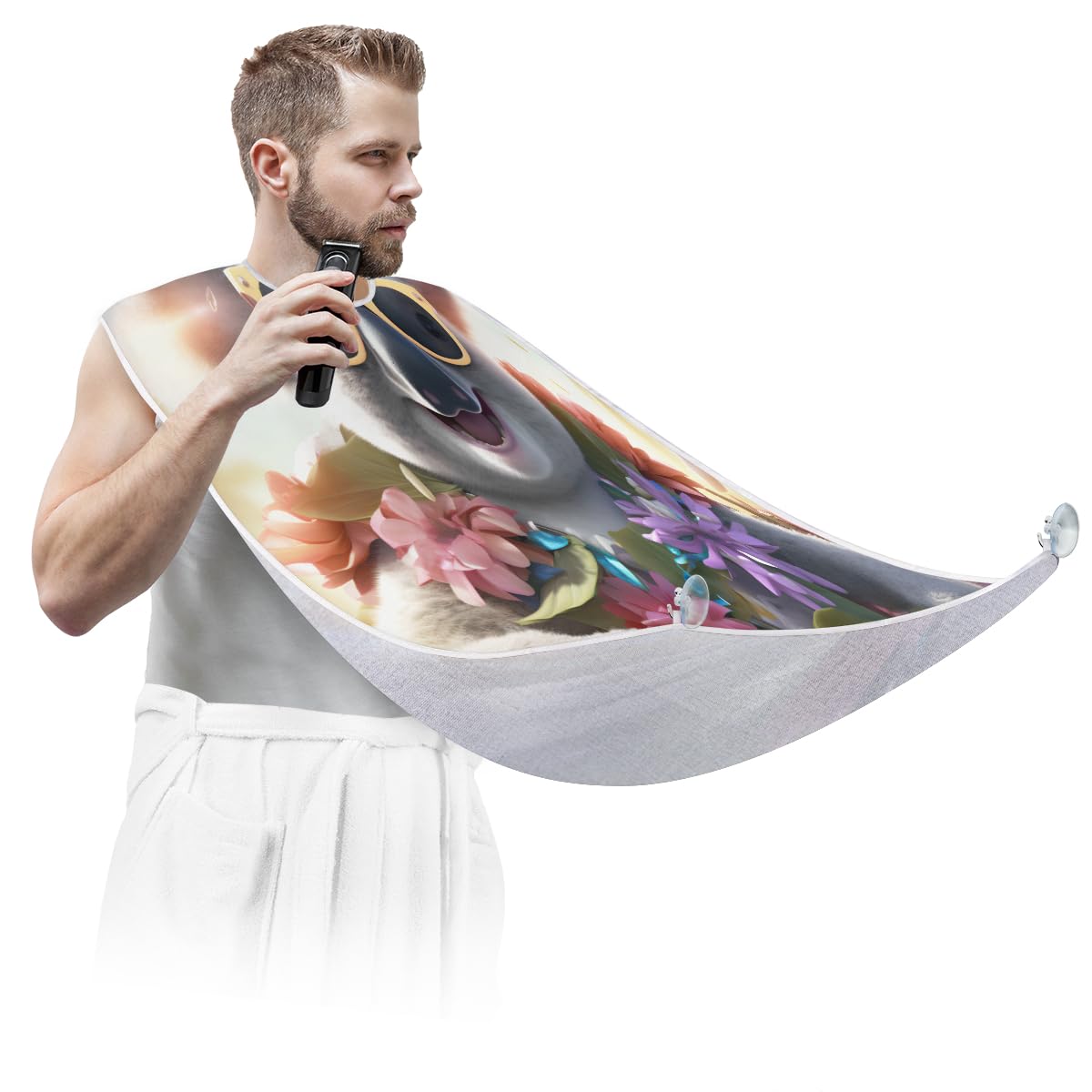 **Koala Sunglasses Beard Shaving Bib for Men & Women - Waterproof Hair Dye Apron, Makeup Cape, Barber Accessories - Sink Hair Catcher for Beard Trimming & Haircut - Perfect for Salons, DIY Grooming & Gifts**