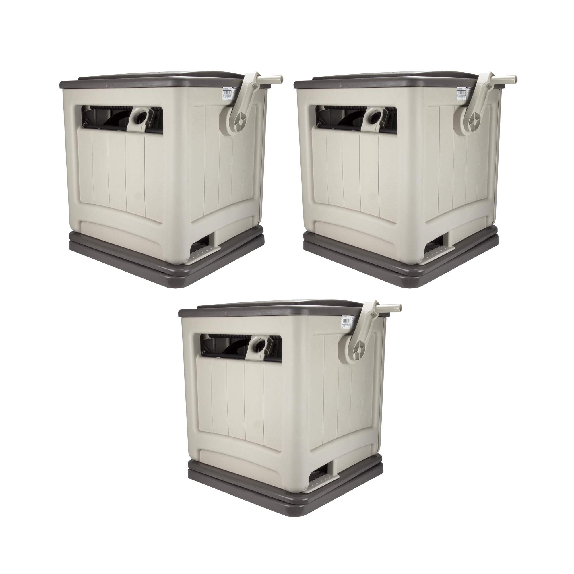 Suncast Swivel Hose Reel Storage Hideaway with Smart Trak Hose Guide & Bin - 3 Pack - Durable Outdoor Garden Hose Organizer for Yard, Patio, and Garage Use