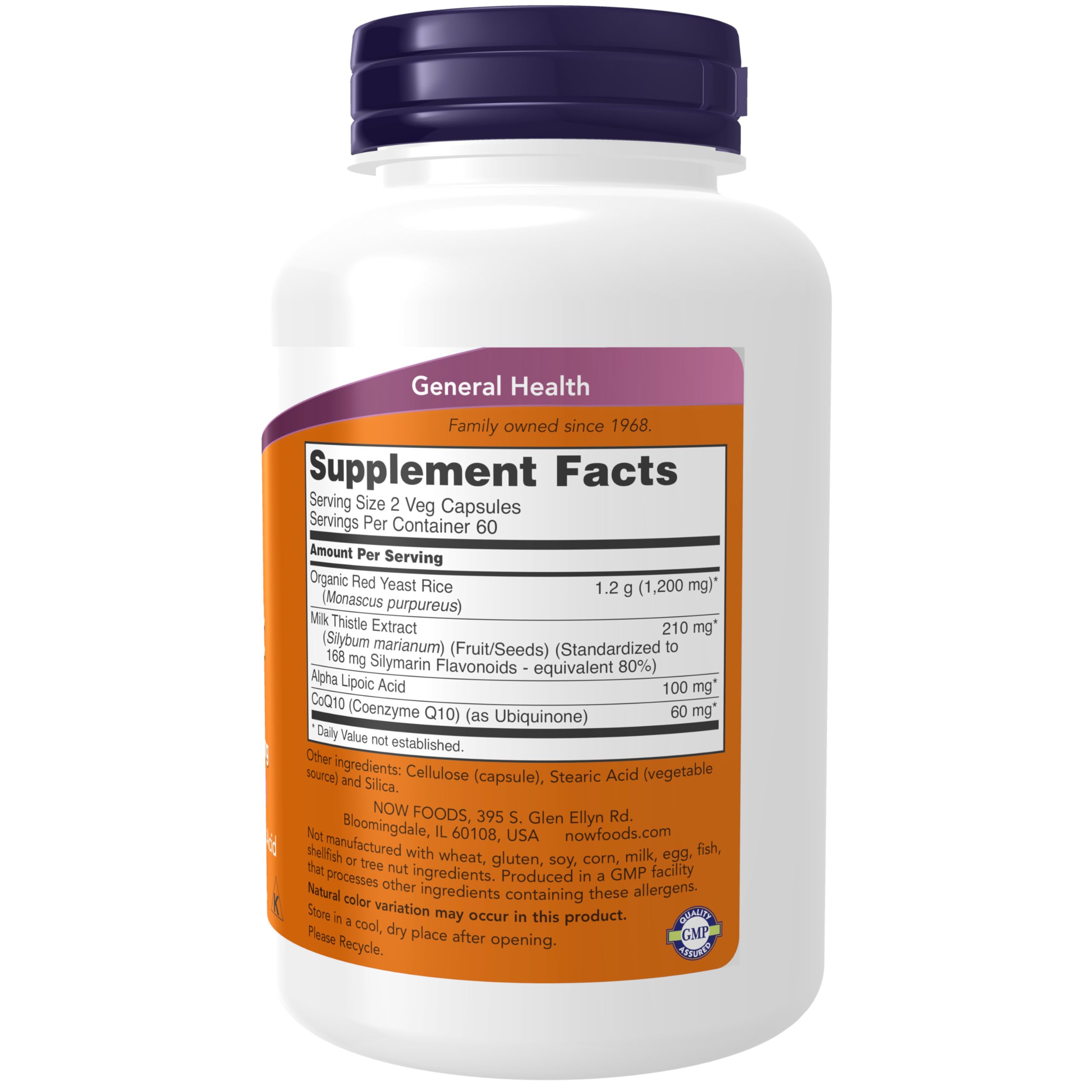 NOW Foods Red Yeast Rice with CoQ10 Supplement - 120 Vegan Capsules with Milk Thistle & Alpha Lipoic Acid for Heart Health & Cholesterol Support | Dietary Supplement for Adults