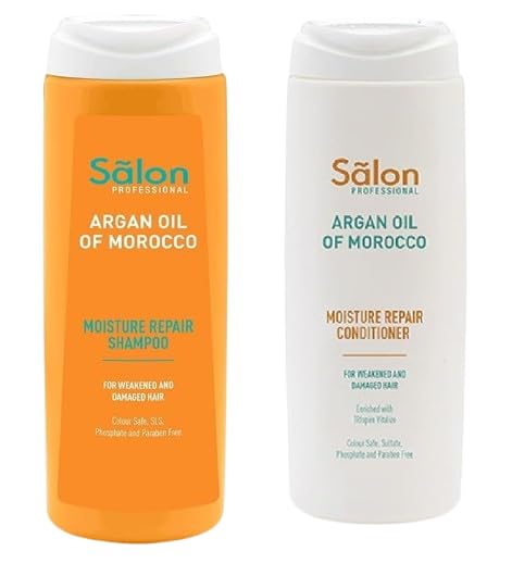 Modicare Salon Professional Argan Oil of Morocco Moisture Repair Shampoo & Conditioner Set - 200ml Each (3-Pack) with Free Hairpin | Hydrating Hair Care for Dry, Damaged Hair | Perfect for Daily Use & Salon Treatments