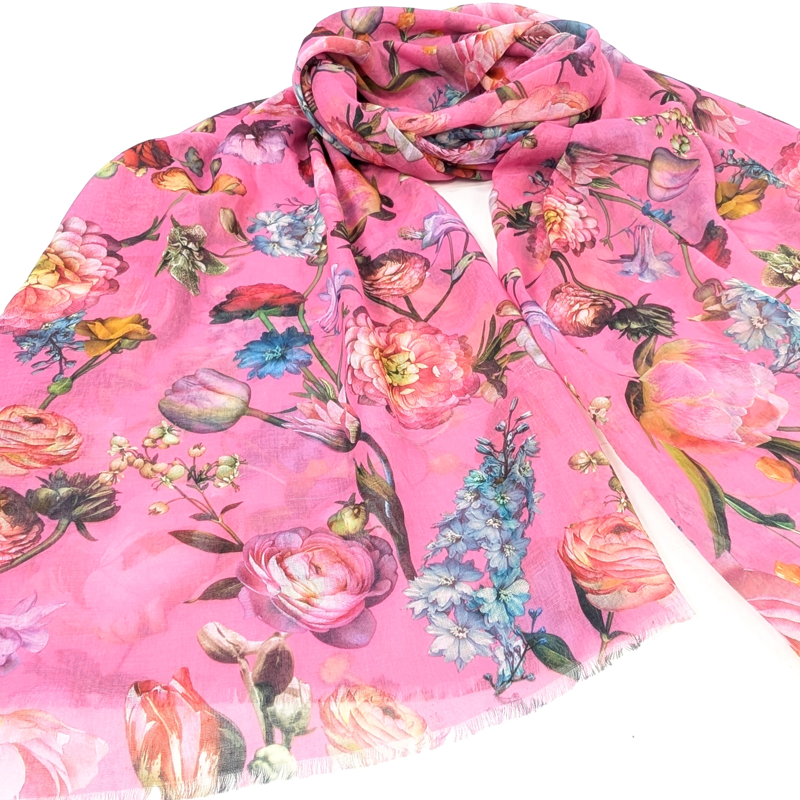 Silky Floral Scarf for Women - Soft Pink Elegant Fashion Accessory (70x180cm) - Perfect for Office, Party & Everyday Wear