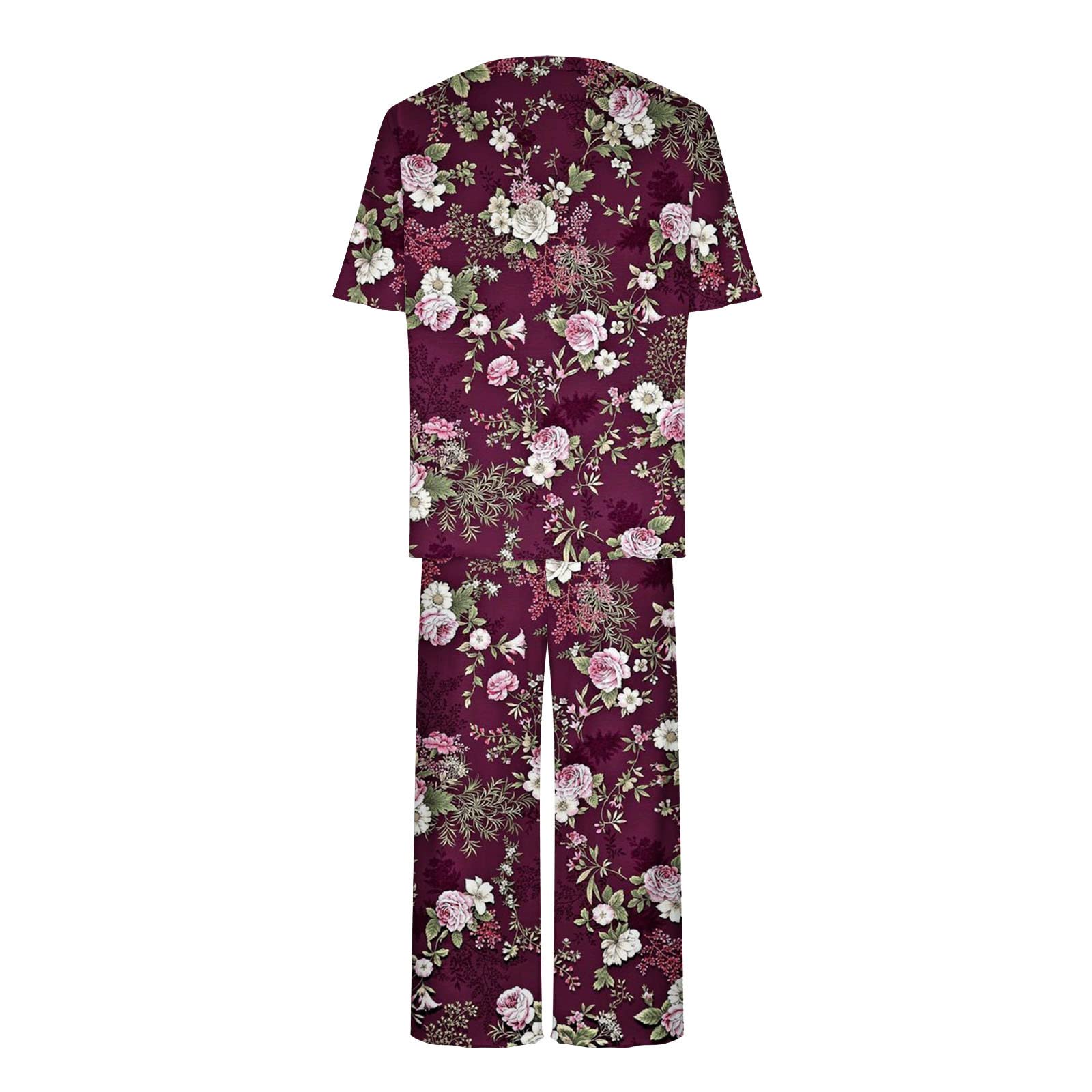 Women's 2-Piece Printed Pajama Set - Soft Summer Sleepwear with Capri Pants & Pockets - Matching Lounge Outfit for Home, Vacation & Relaxation