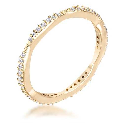 0.42Ct Dainty 18k Gold Plated Micro Pave CZ Stackable Eternity Ring for Women - Wedding, Anniversary, Valentine's Day Gift - Elegant Stackable Band for Everyday Wear