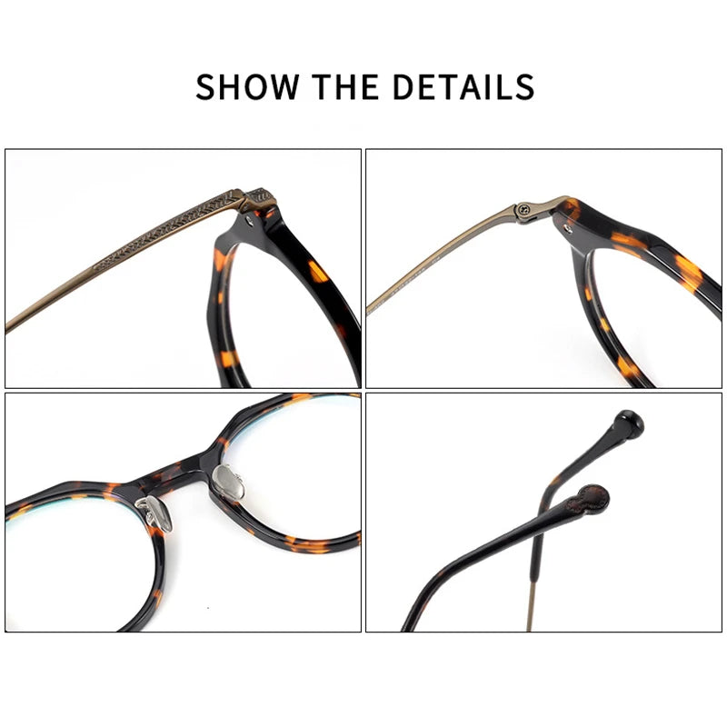 Black Titanium Acetate Full Rim Round Eyeglasses for Women - Lightweight & Durable Flat Top Frame (42402) | Perfect for Reading, Work & Everyday Fashion Accessory