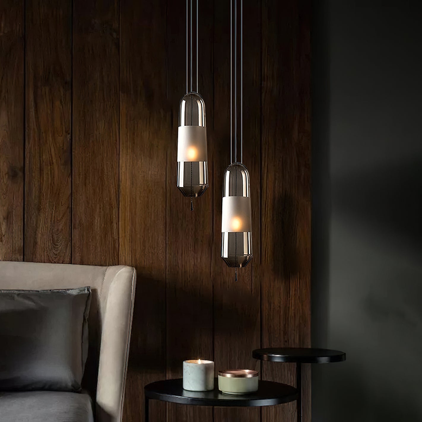 Modern Glass Pendant Light with Capsule Design - Elegant Hanging Fixture for Kitchen Island, Dining Room, or Bedroom Lighting