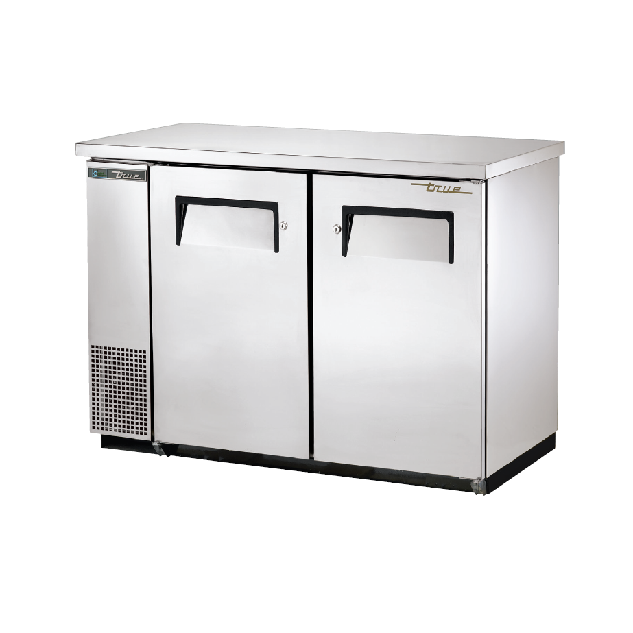 True 49 Back Bar Stainless Steel Commercial Refrigerator - 2 Door Undercounter Fridge for Bars, Restaurants & Catering Businesses