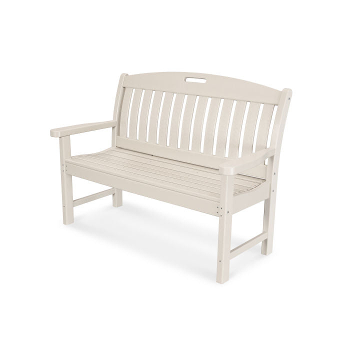 POLYWOOD Nautical 48-Inch Outdoor Bench - All-Weather Resin Wicker Patio Furniture for Deck, Poolside & Garden Seating