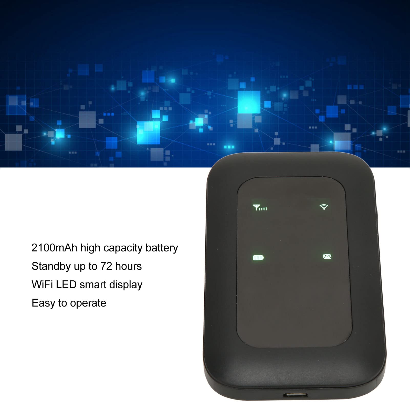 Portable 4G LTE Mobile WiFi Hotspot with SIM Slot - High Speed Pocket WiFi Modem for Travel, Car & Outdoor Use - Supports 10 Devices, 2100mAh Battery - Perfect for Road Trips, Business Travel & Remote Work