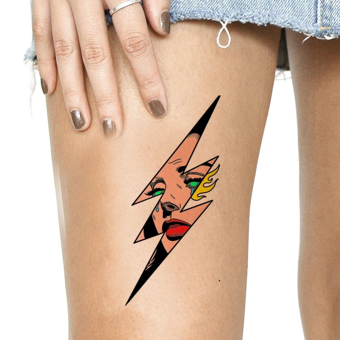 Temporary Tattoos for Women & Men - Waterproof Lightning Design Fake Body Art - Perfect for Parties, Festivals & Cosplay
