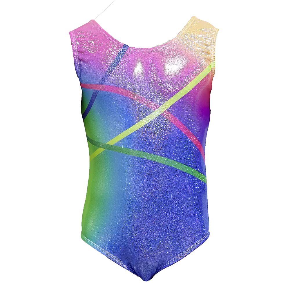 Sparkly Rainbow Gymnastics Leotards for Girls 2-12 Years | Colorful One-Piece Athletic Leotard for Dance, Cheerleading & Performance | Perfect for Competitions, Recitals & Practice
