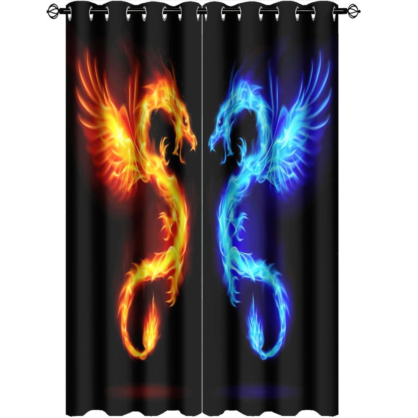 Fantasy Dragon Blackout Curtains - Thermal Insulated & Noise Reducing for Bedroom - Gaming & Dorm Decor