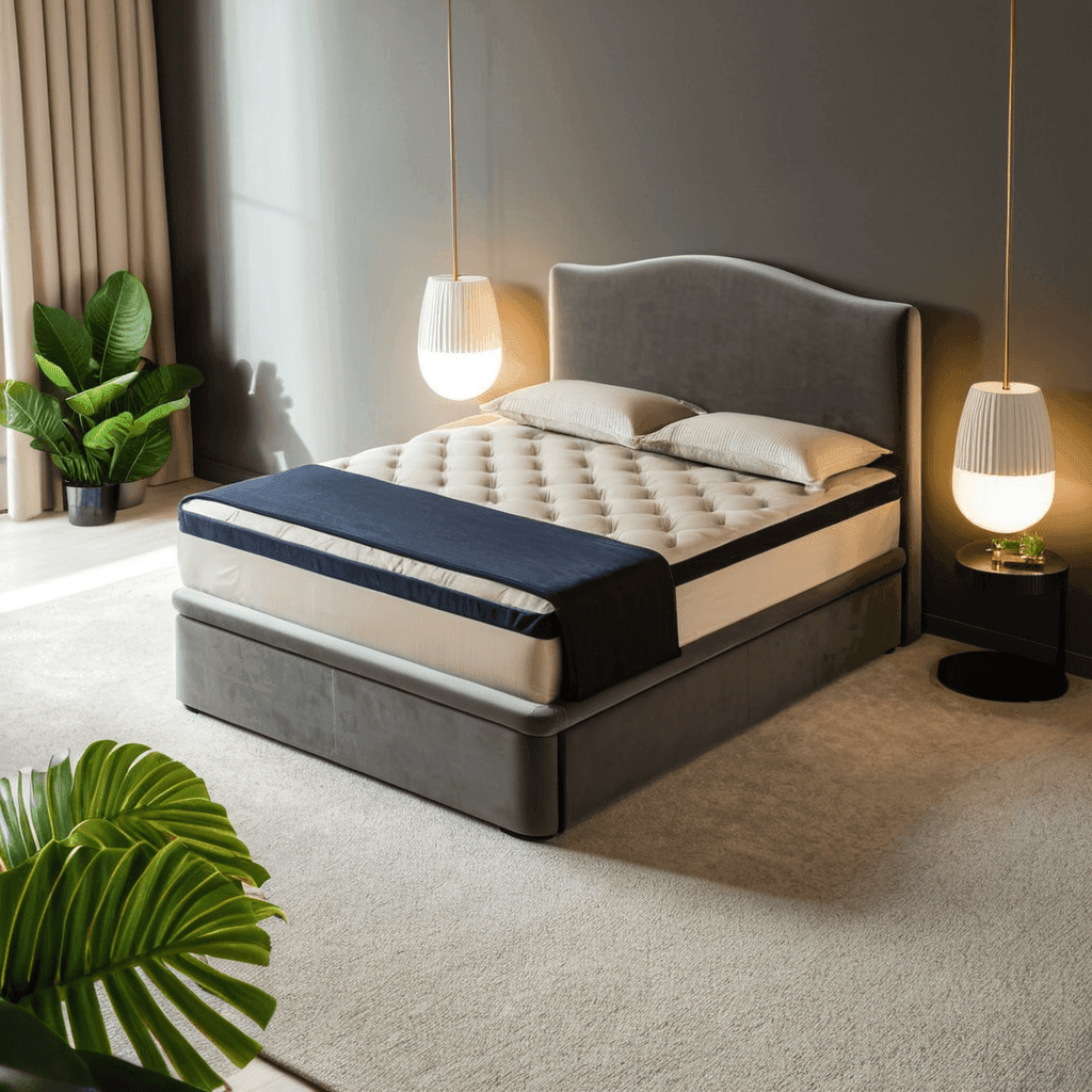 Endel Grey Velvet Storage Bed Frame – Queen Size Platform Bed with Underbed Storage | Modern Bedroom Furniture for Small Spaces & Apartment Living