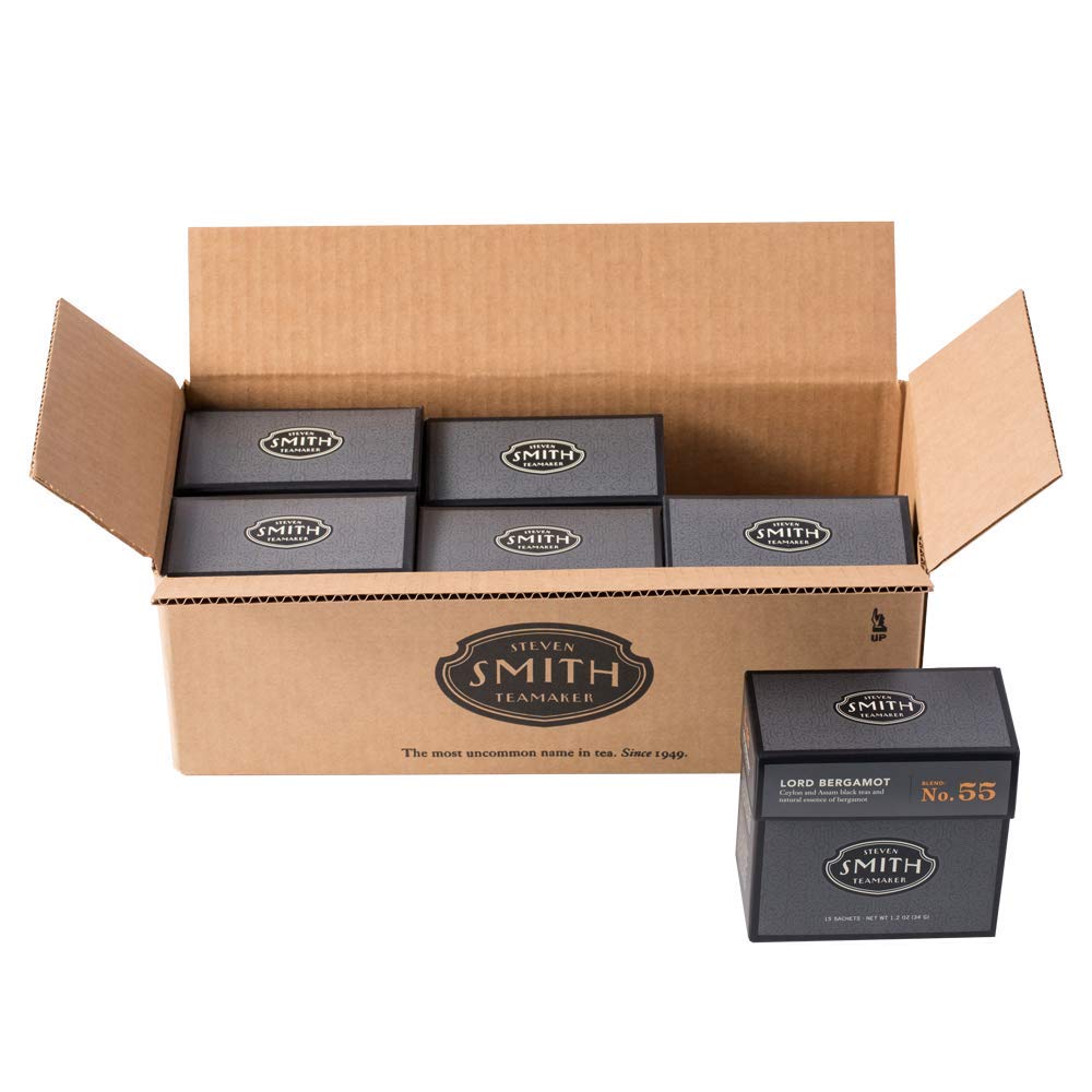 Premium Lord Bergamot No. 55 Earl Grey Black Tea | Caffeinated Full Leaf Tea with Italian Bergamot Oil | 6 Pack (90 Sachets, 1.2oz Each) | Perfect for Afternoon Tea, Gifts & Relaxation
