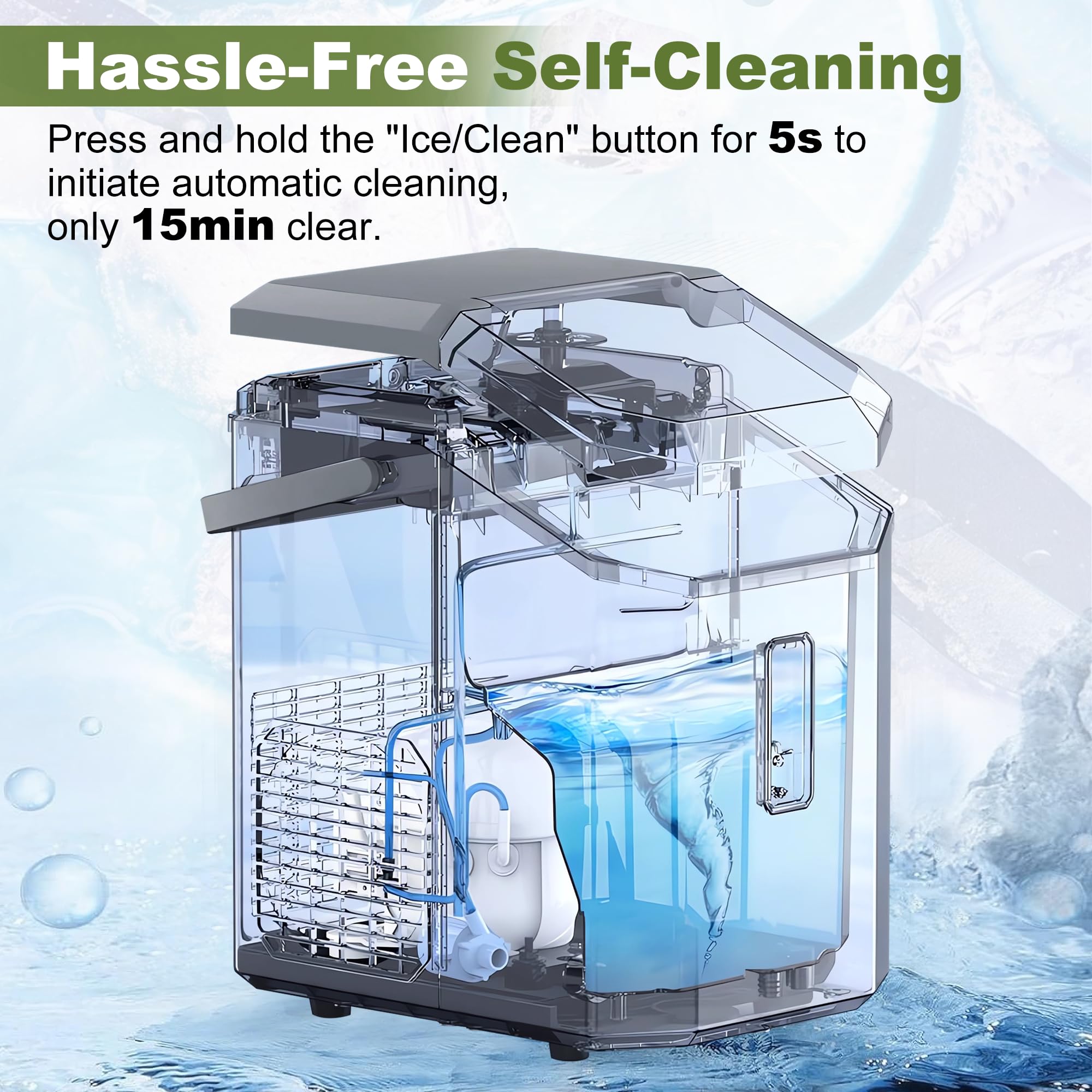 NicBex Countertop Nugget Ice Maker – 34Lbs/24H Self-Cleaning Portable Ice Machine with One-Button Operation – Perfect for Kitchen, Bar, Office & Party Use – Makes Chewable Pellet Ice for Cocktails, Sodas & Beverages (Gray)