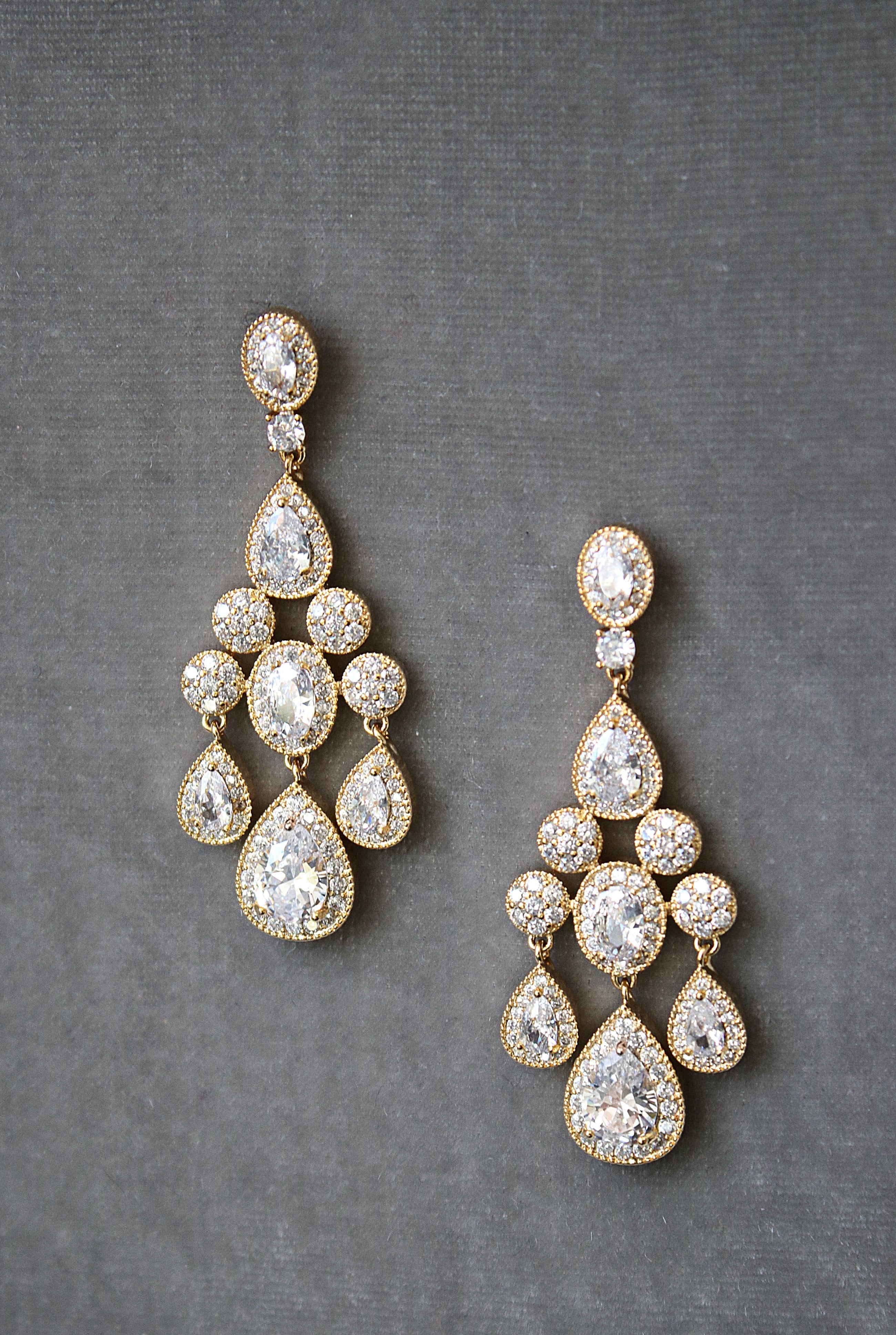 ISABELLA Rose Gold Bridal Chandelier Earrings - Elegant Wedding Jewelry for Brides, Bridesmaids & Formal Events | Perfect for Weddings, Prom & Evening Occasions