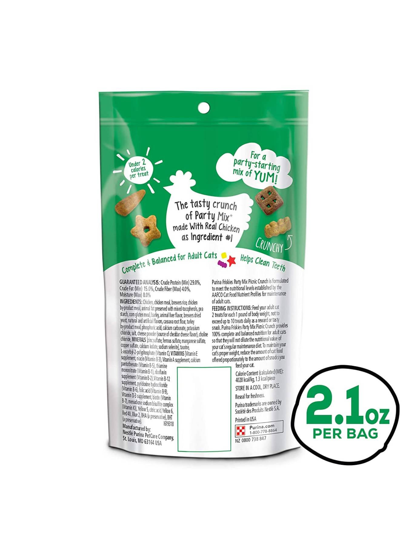 Friskies Party Mix Picnic Crunch Cat Treats 60g - Crunchy Cat Snacks for Training & Rewards - Perfect for Indoor Playtime & Outdoor Adventures