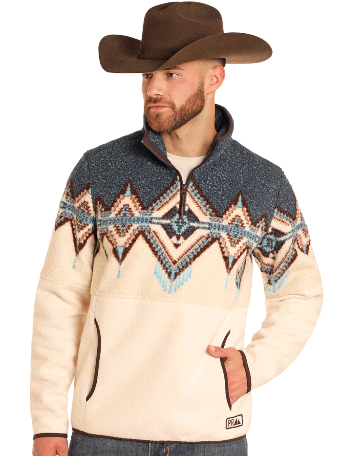 Men's Border Berber Pullover Sweater - Soft & Cozy Winter Knitwear for Casual Outfits & Outdoor Activities - Caribbean Cream Color