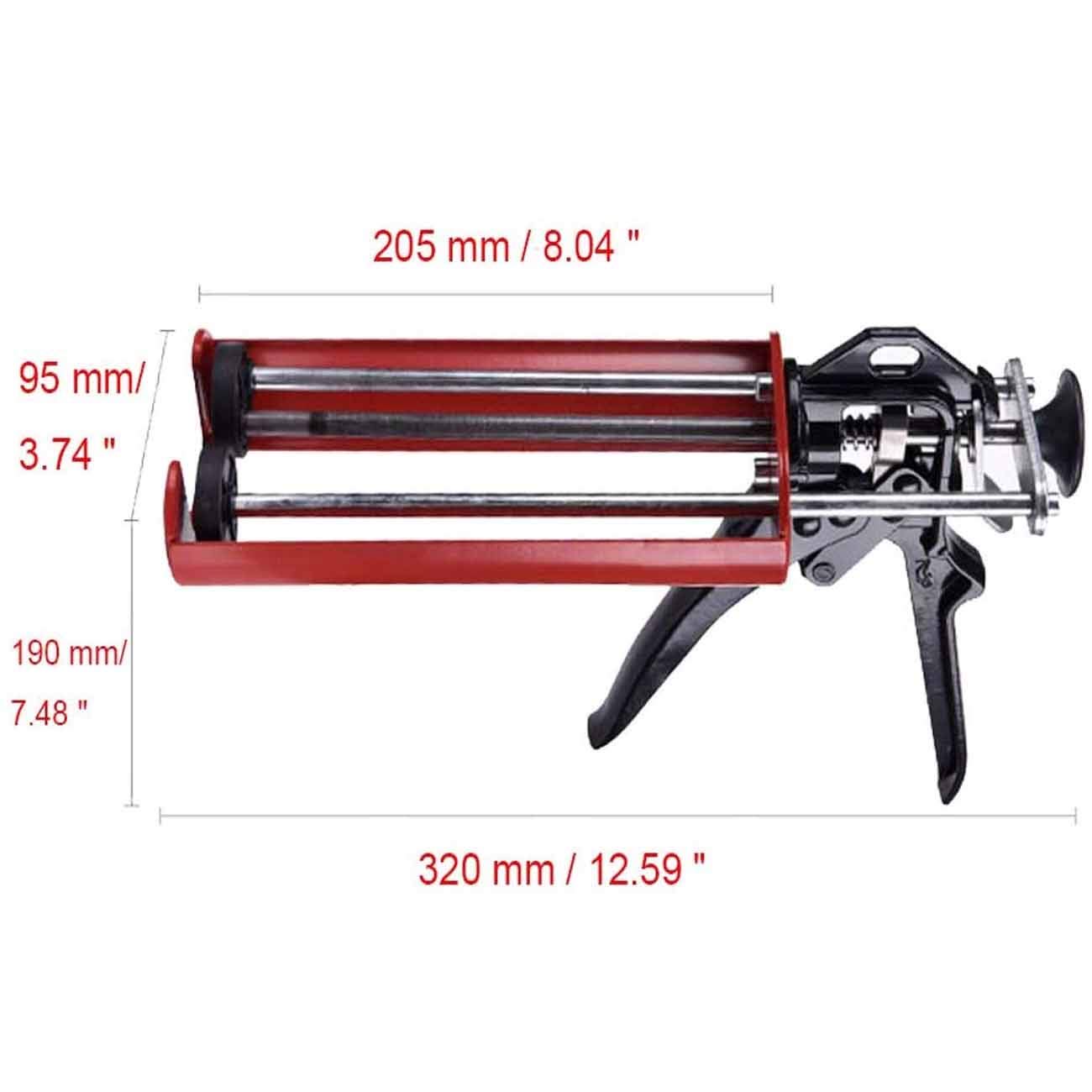 Premium Dual-Cartridge Caulking Gun with Ergonomic Grip - Heavy Duty Manual Applicator for Epoxy, Acrylic & Polyurethane Sealants (Red) - Perfect for Construction, Automotive Repairs & DIY Home Projects