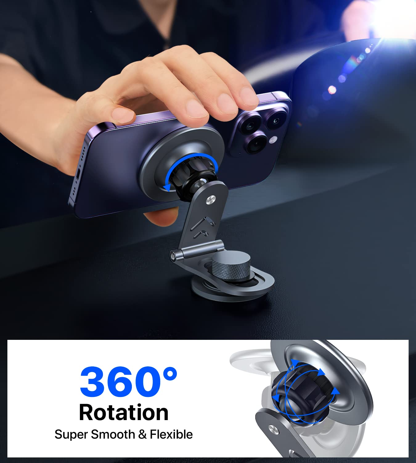 Nycetek Tesla Phone Mount Holder for MagSafe - Super Strong Suction Dashboard Magnetic Car Mount Compatible with iPhone 15/14/13/12 Pro Max & Samsung Galaxy - Foldable Alloy Design for Tesla Model Y/3/S/X Accessories 2023 - Perfect for Hands-Free Navigation & Streaming While Driving