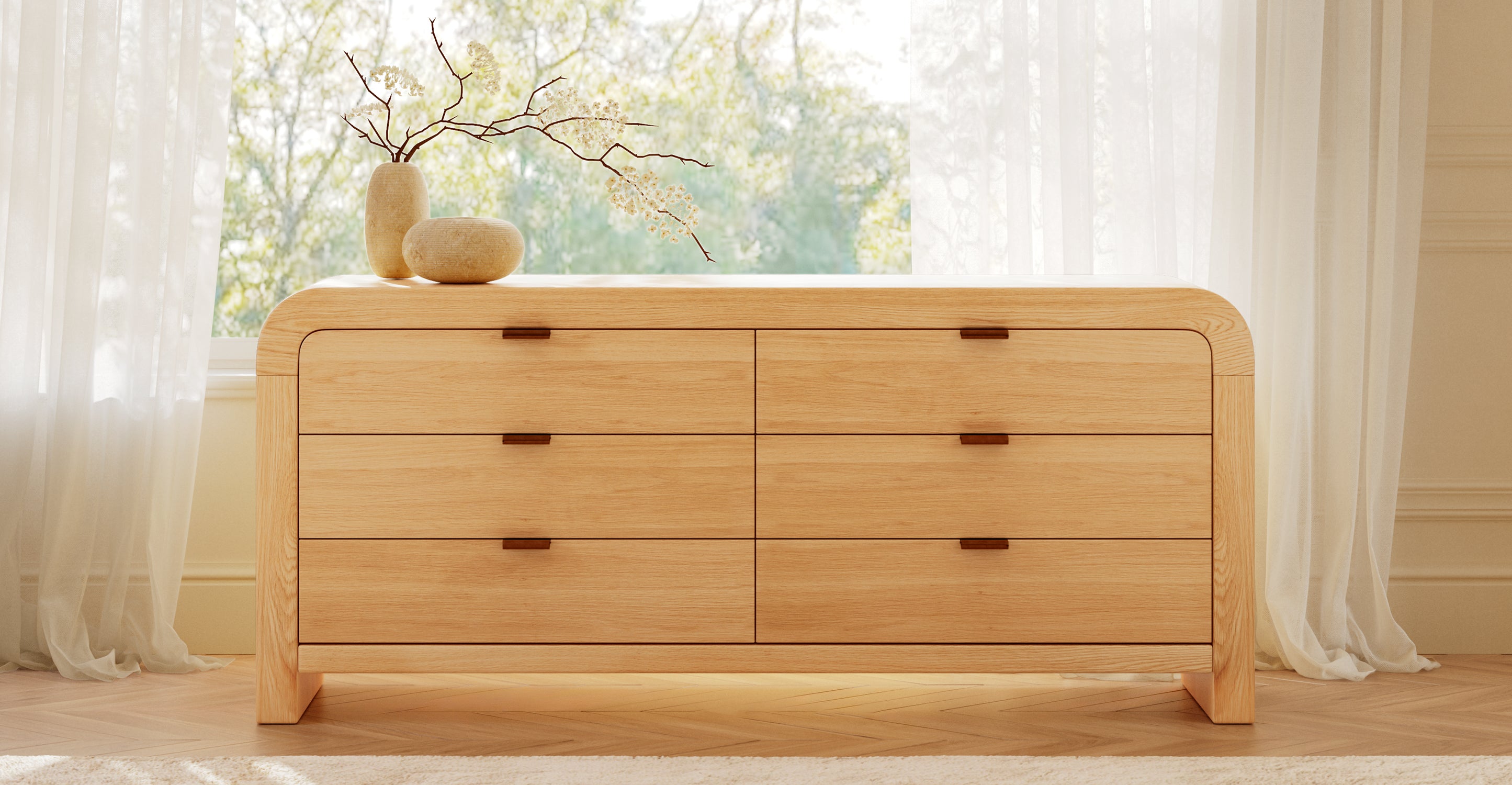 Cirq 6 Drawer Dresser - Modern Wooden Chest of Drawers for Bedroom Storage & Organization | Perfect for Clothes, Accessories & Home Decor