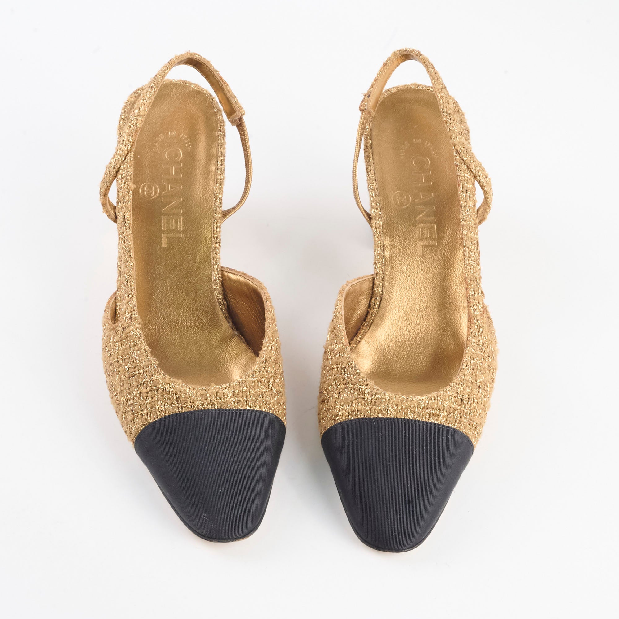 Chanel Gold Slingback Pumps Size 39 - Women's Luxury Heels for Parties, Weddings & Formal Events